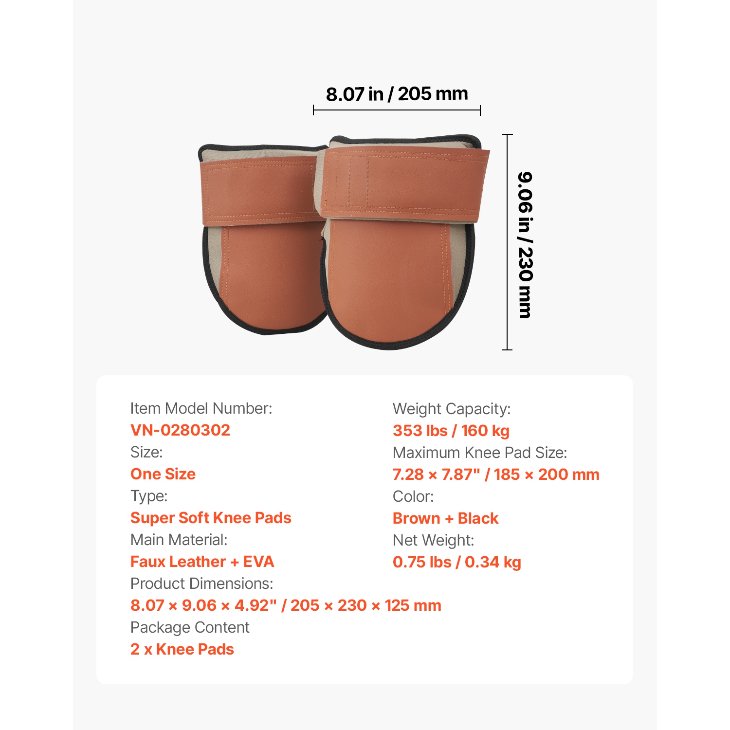 VEVOR Knee Pads for Work,Durable Leather Construction Pads,Machine Washable Work Knee Pads,Easy to Wear and Take off,Extra Thick Knee Support for