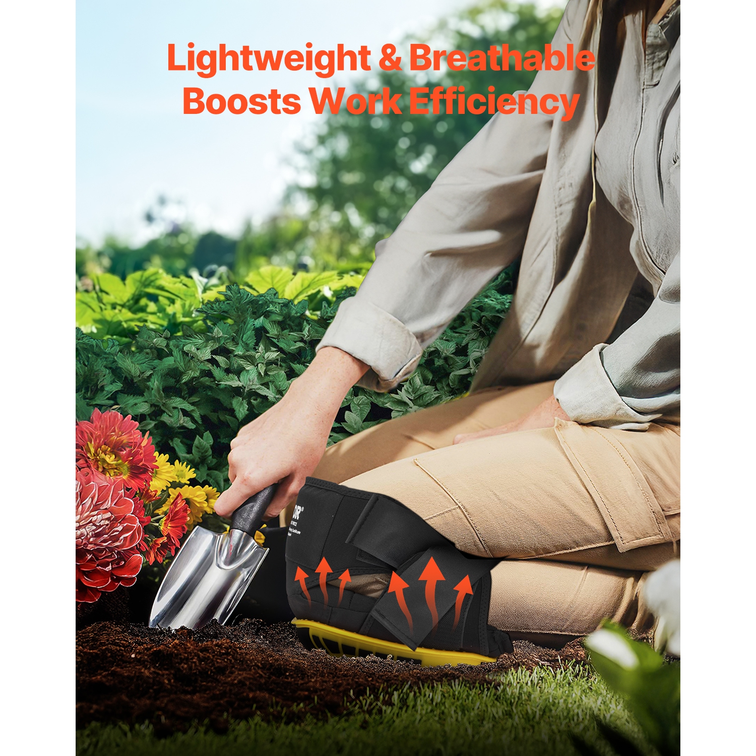 VEVOR Knee Pads for Work, Extended Heavy Duty Construction Knee Pads with 2 Extension Straps, Anti-slip Foam Gel Knee Pads,for Gardening Flooring