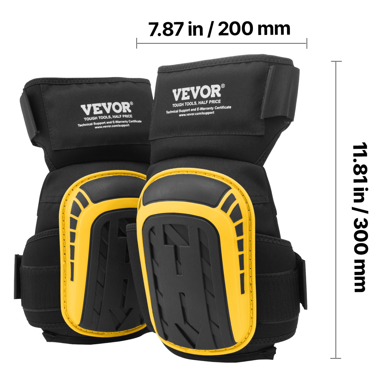 VEVOR Knee Pads for Work, Extended Heavy Duty Construction Knee Pads with 2 Extension Straps, Anti-slip Foam Gel Knee Pads,for Gardening Flooring