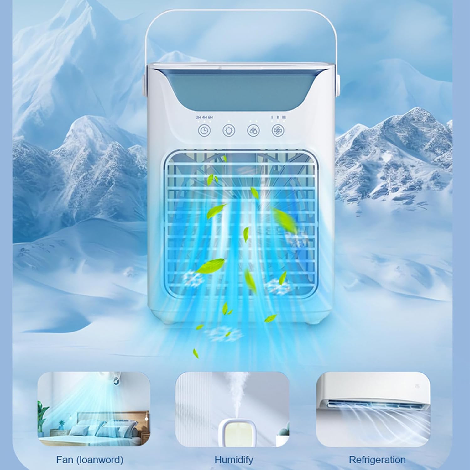 Portable Air Conditioner Fan,3 Wind Speeds Evaporative Personal Air Cooler,Portable AC with Water Tank,Mini Air Conditioner for Car Home Camping