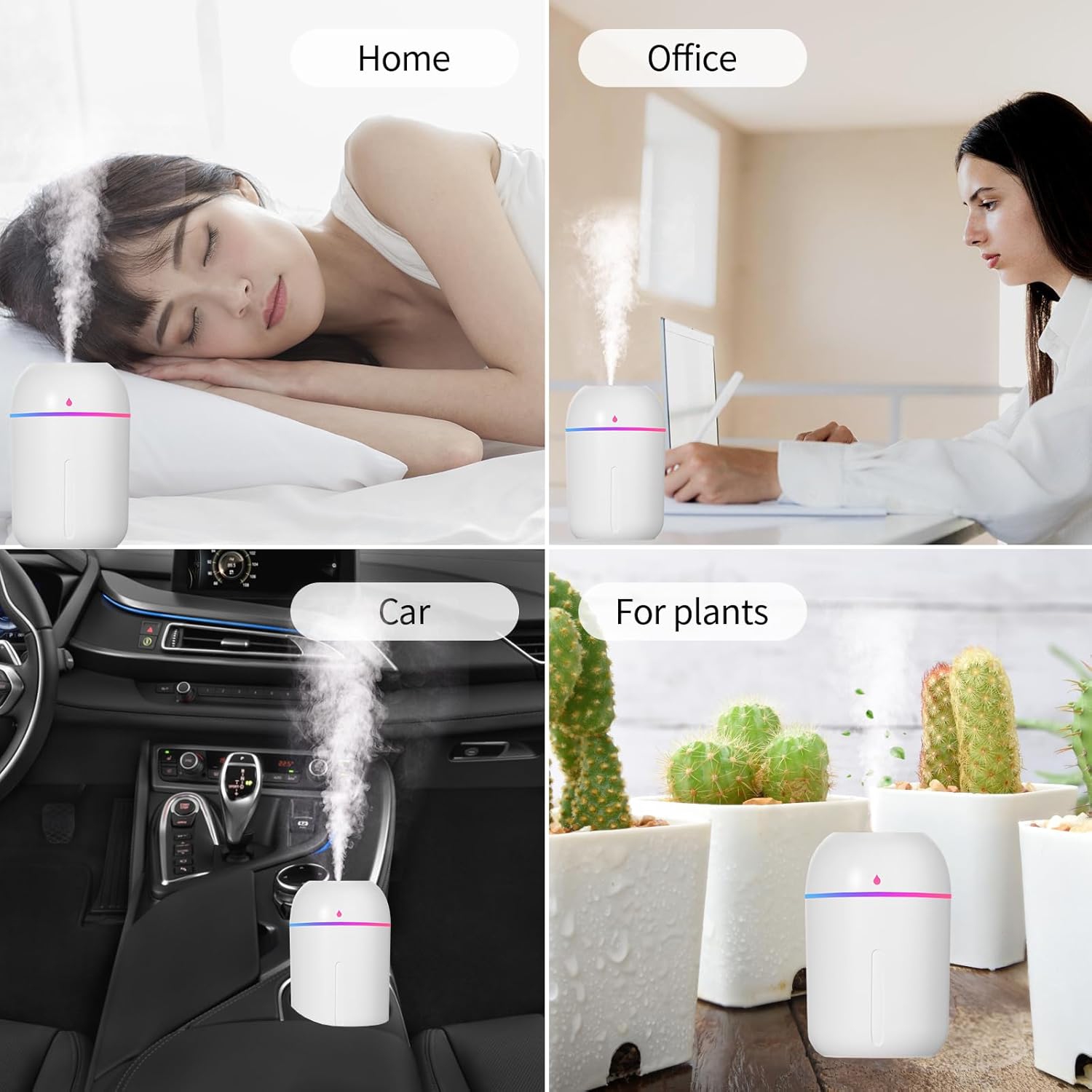 Petit humidificateur pour plantes, humidificateur portatif pour chambre à coucher Mini humidificateur de bureau personnel 330 ml, humidificateurs USB