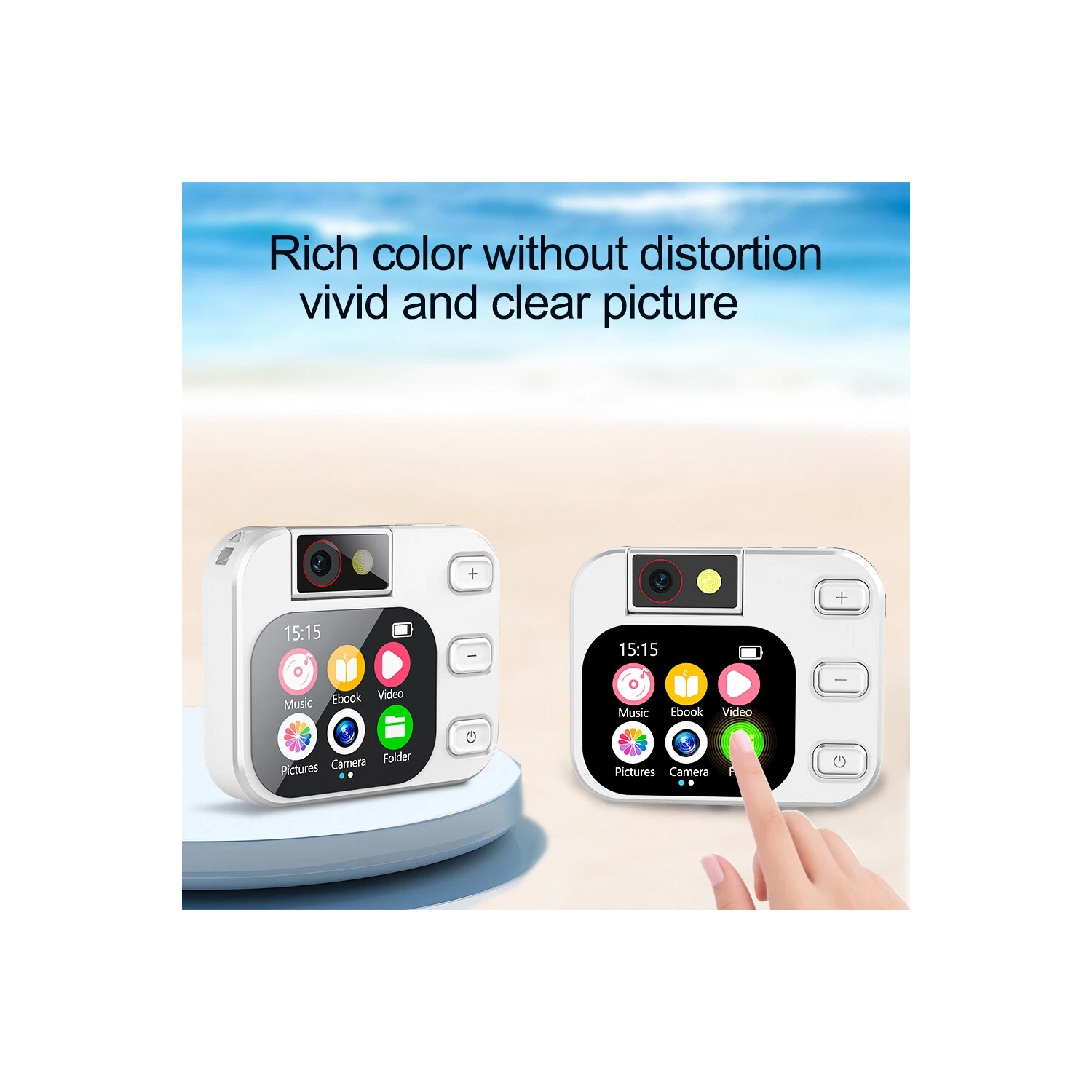 Appareil photo de poche Lecture de livres électroniques Lecture vidéo TFT Écran tactile Lecteur MP3