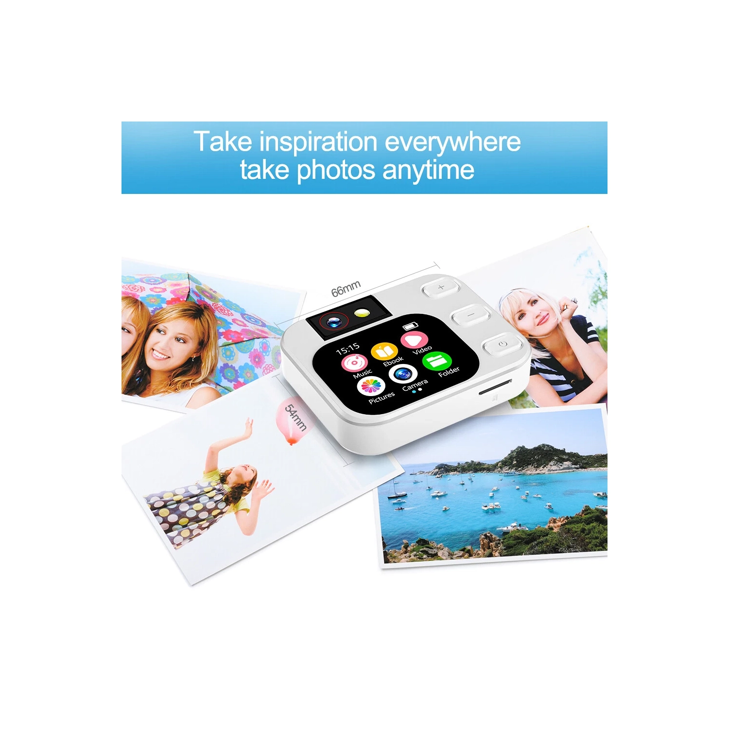 Appareil photo de poche Lecture de livres électroniques Lecture vidéo TFT Écran tactile Lecteur MP3