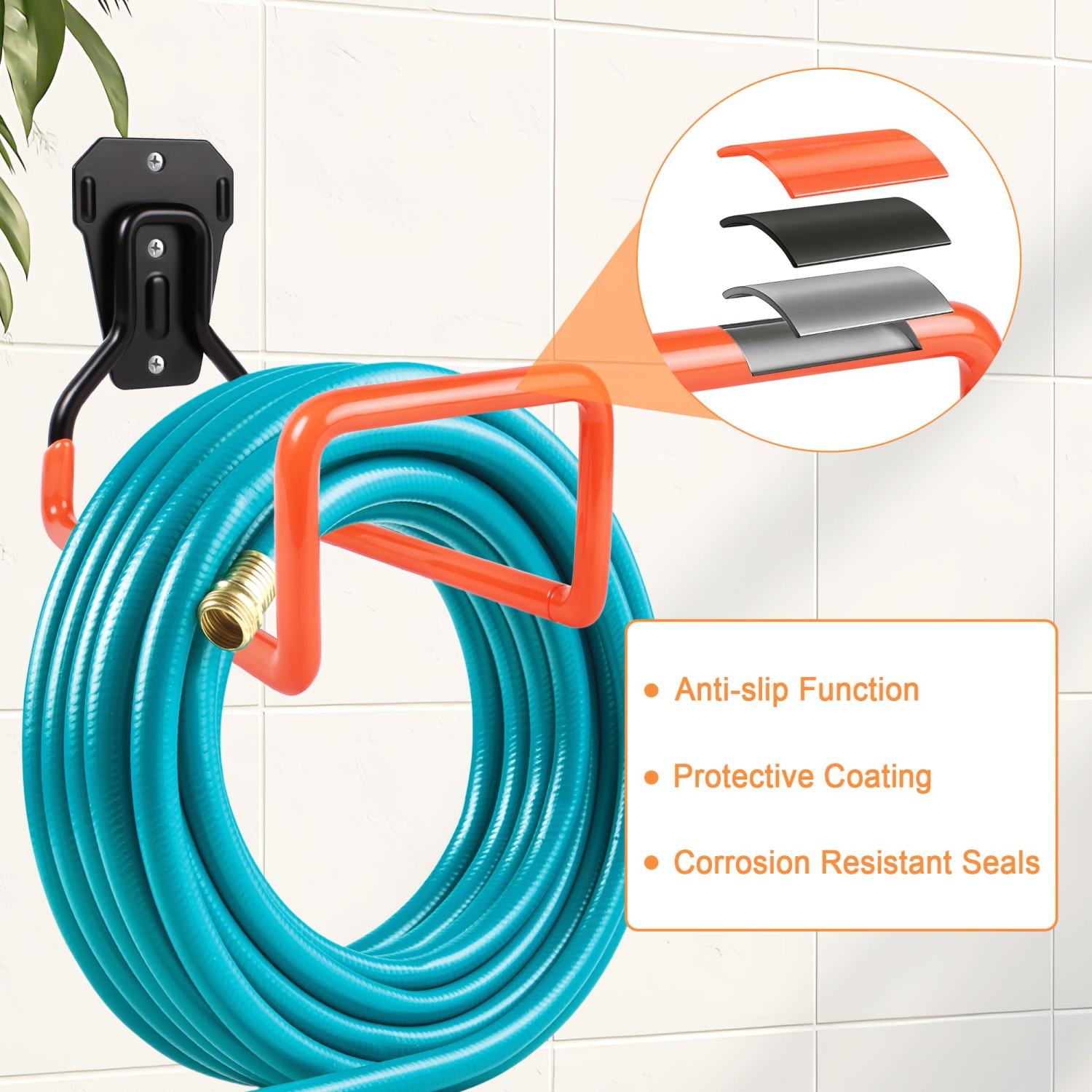 Outdoor Garden Hose Holder Wall Mount,Heavy Duty Hose Reel Metal Water Hose Holders for Outside,Sturdy Hook Stand for Garage Hooks,Yard Storage