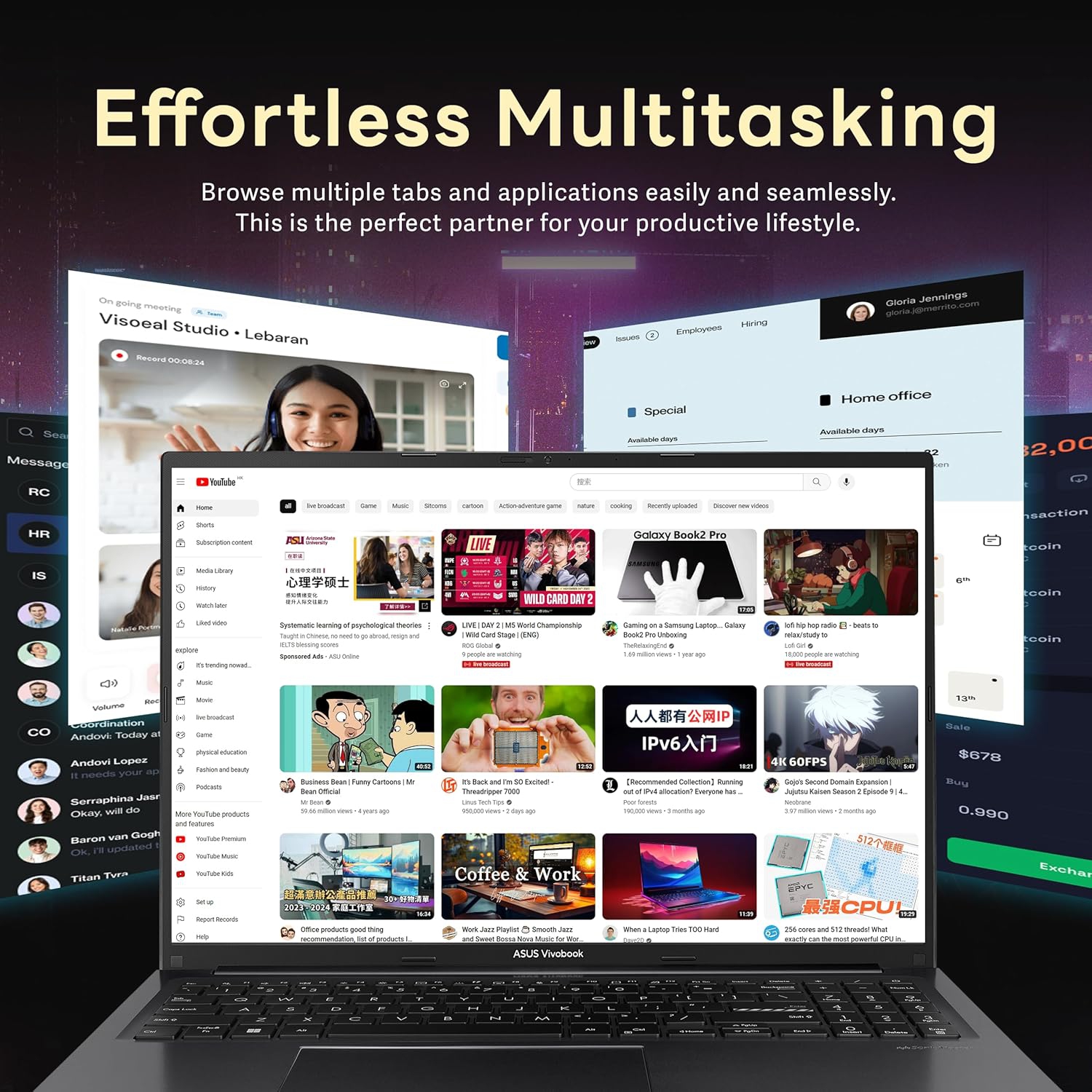 Refurbished - ASUS Vivobook 16" FHD WUXGA Laptop, Intel i7-1255U, 1TB PCle SSD, 40GB RAM, Intel Iris Xe Graphics, Numeric Keypad, Webcam, WiFi, Win