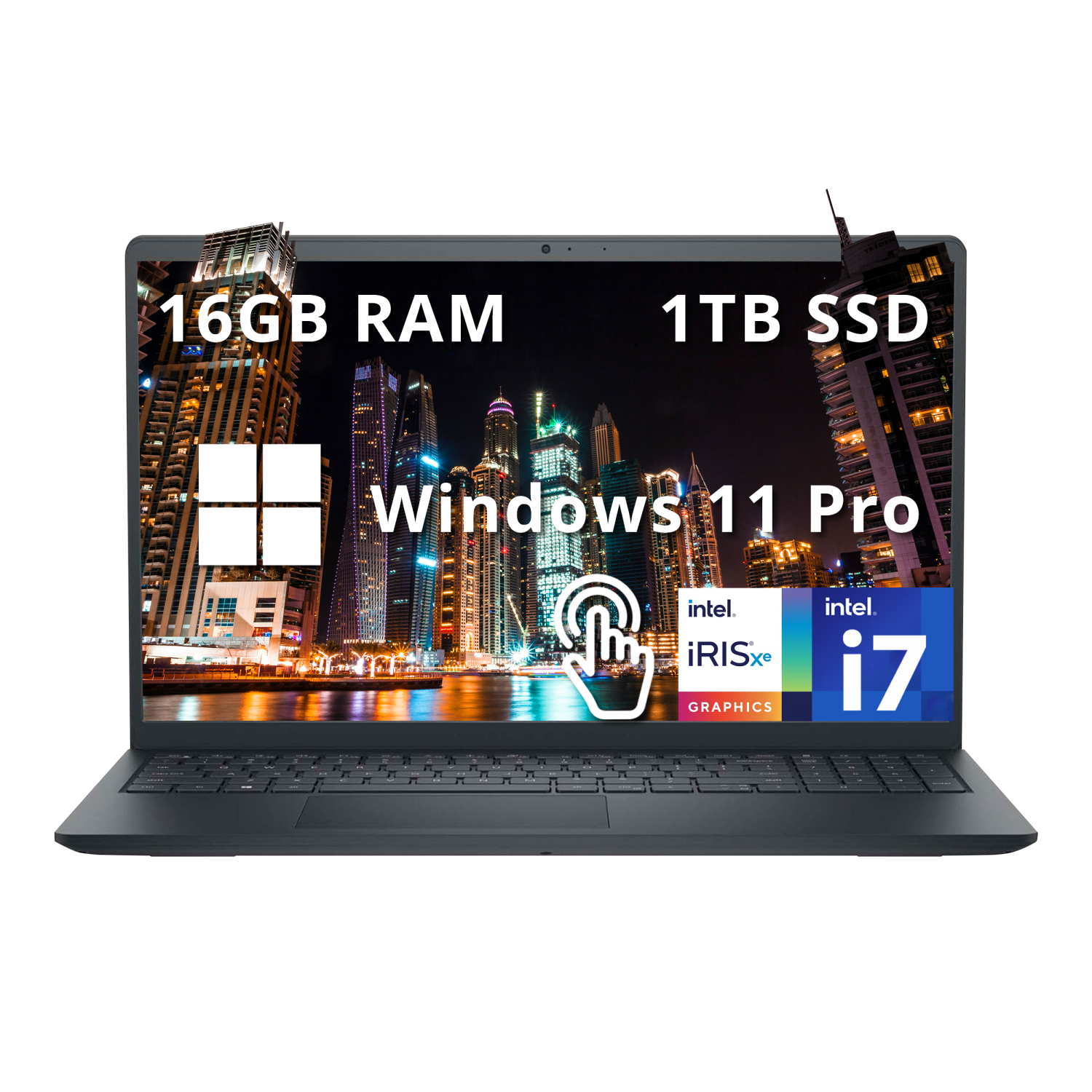 Refurbished (Excellent) - Dell Inspiron 15 3520 15.6" FHD Touch Laptop, Intel i7-1255U Processor, 1TB PCle SSD, 16GB RAM, Intel Iris Xe Graphics, Num Pad, Camera, Win 11 P, Black