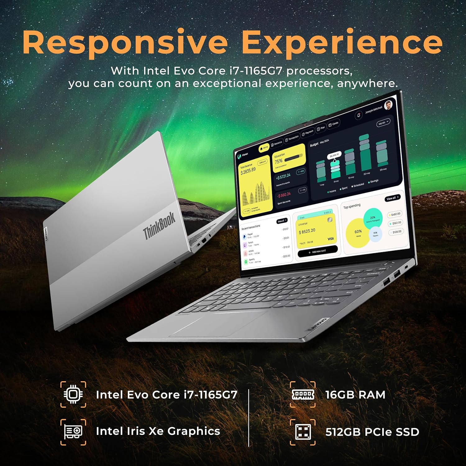 Open Box - Lenovo ThinkBook 13S 13.3" WQXGA Business Laptop, Intel Evo i7-1165G7, 16GB DDR4 RAM, 512GB PCIe SSD, Intel Iris Xe Graphics, Backlit