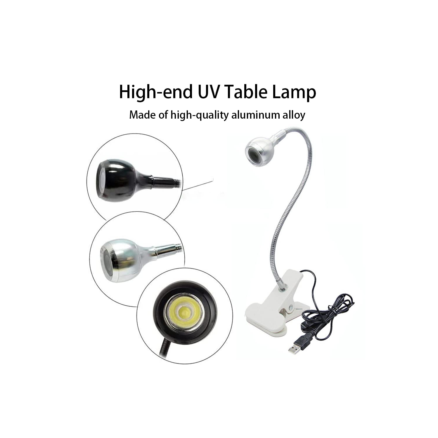 Lampe UV pour ongles, mini lampe UV pour ongles en gel LED Curing Lampe à col de cygne flexible et pince 3&nbsp;W portative petit séchoir à manucure