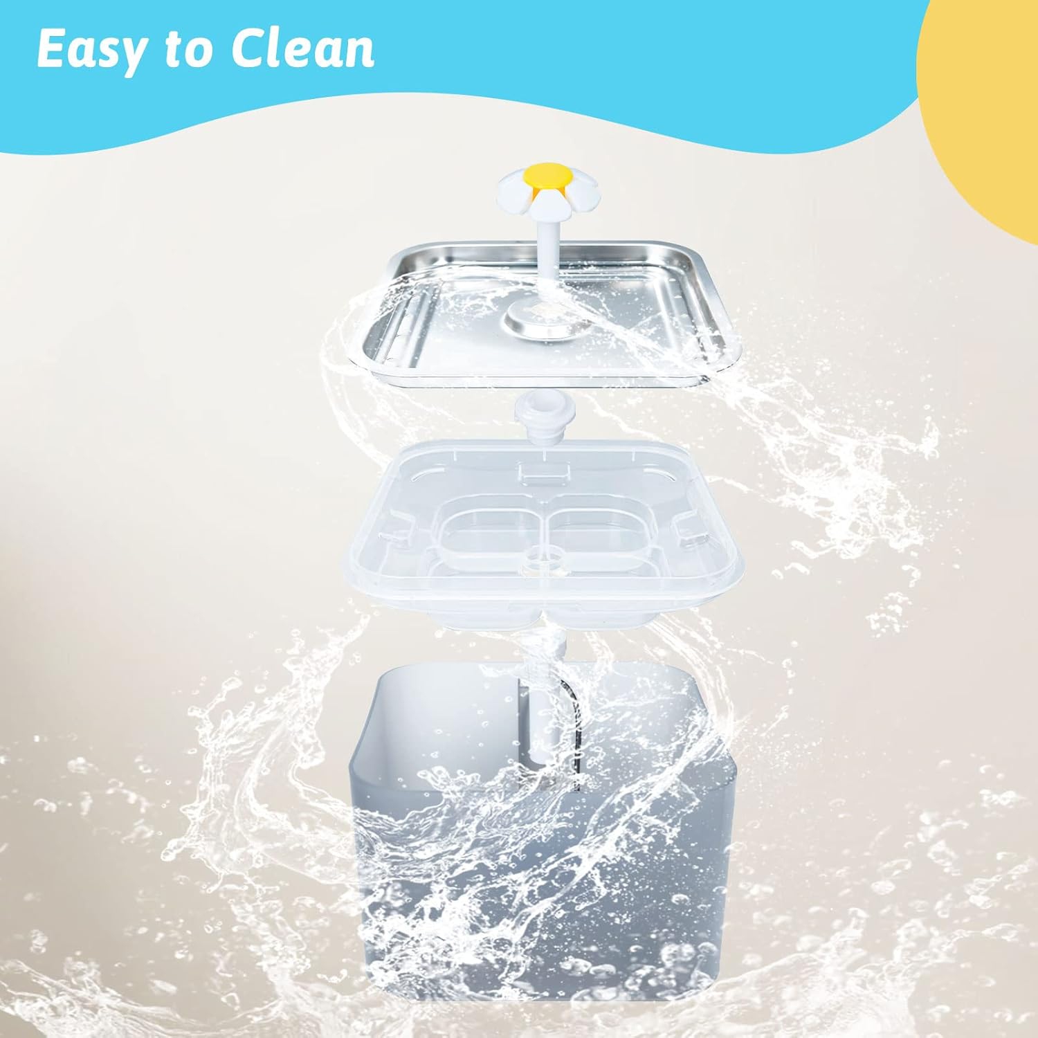 Fontaine d'eau pour chat en acier inoxydable de 3 litres - triple filtration, trois modes de débit, lumière LED, eau fraîche, facile à nettoyer