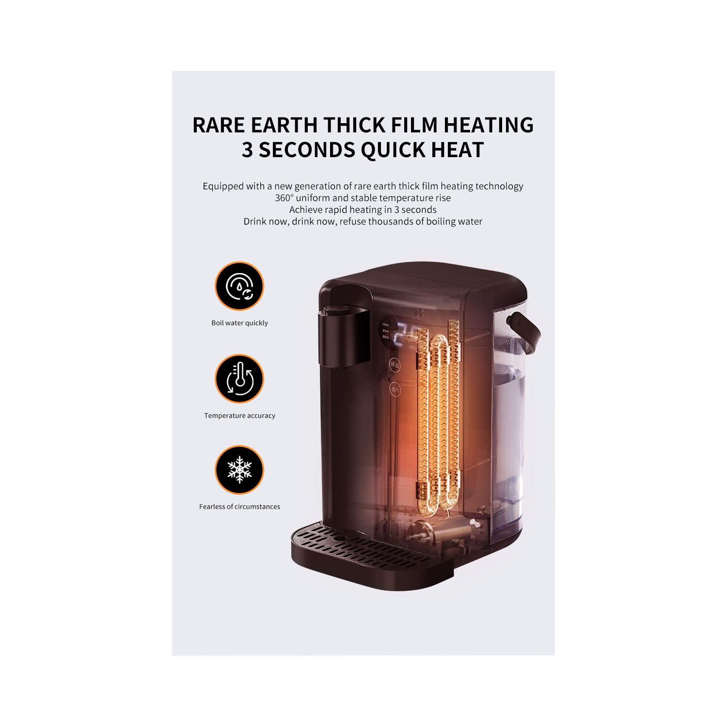 3L Capacity Smart Water Heater - 3 Seconds Convenient Instant Water Heater, 2000W, 12 Adjustable Temperature and Water Volume, Suitable for