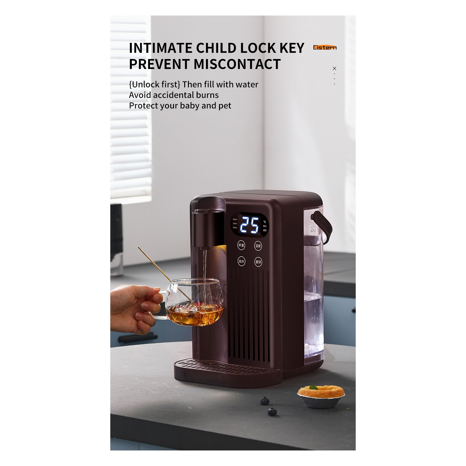 3L Capacity Smart Water Heater - 3 Seconds Convenient Instant Water Heater, 2000W, 12 Adjustable Temperature and Water Volume, Suitable for