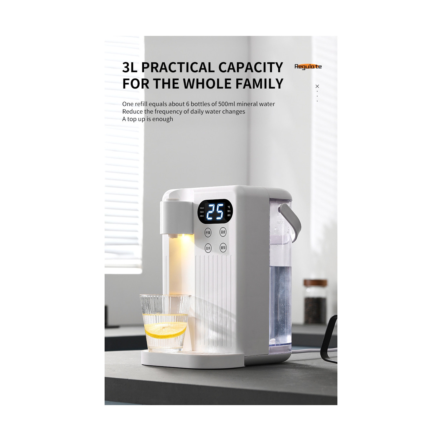 Chauffe-eau intelligent capacité de 3&nbsp;L – Chauffe-eau instantané pratique en 3 secondes, 2000&nbsp;W, 12 réglages de température et de volume