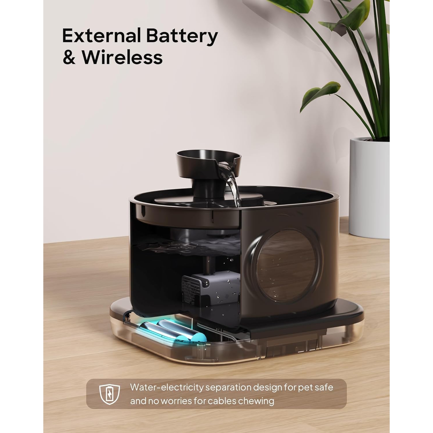 2.8L/2600mAH-Black Pet Drinker with Auto Mode, Quadruple Filtration, Large Water Tank and Safety Shutoff - Ideal for Cats and Small Pets