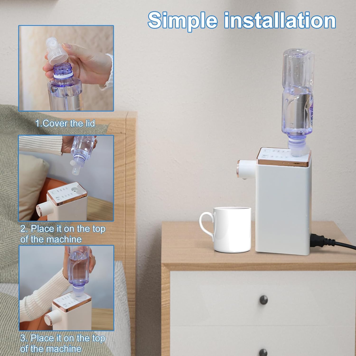 2100W Mini Water Heater – 3 seconds instant heating, fast water heating, 4 temperature settings, child lock smart safety function and portable