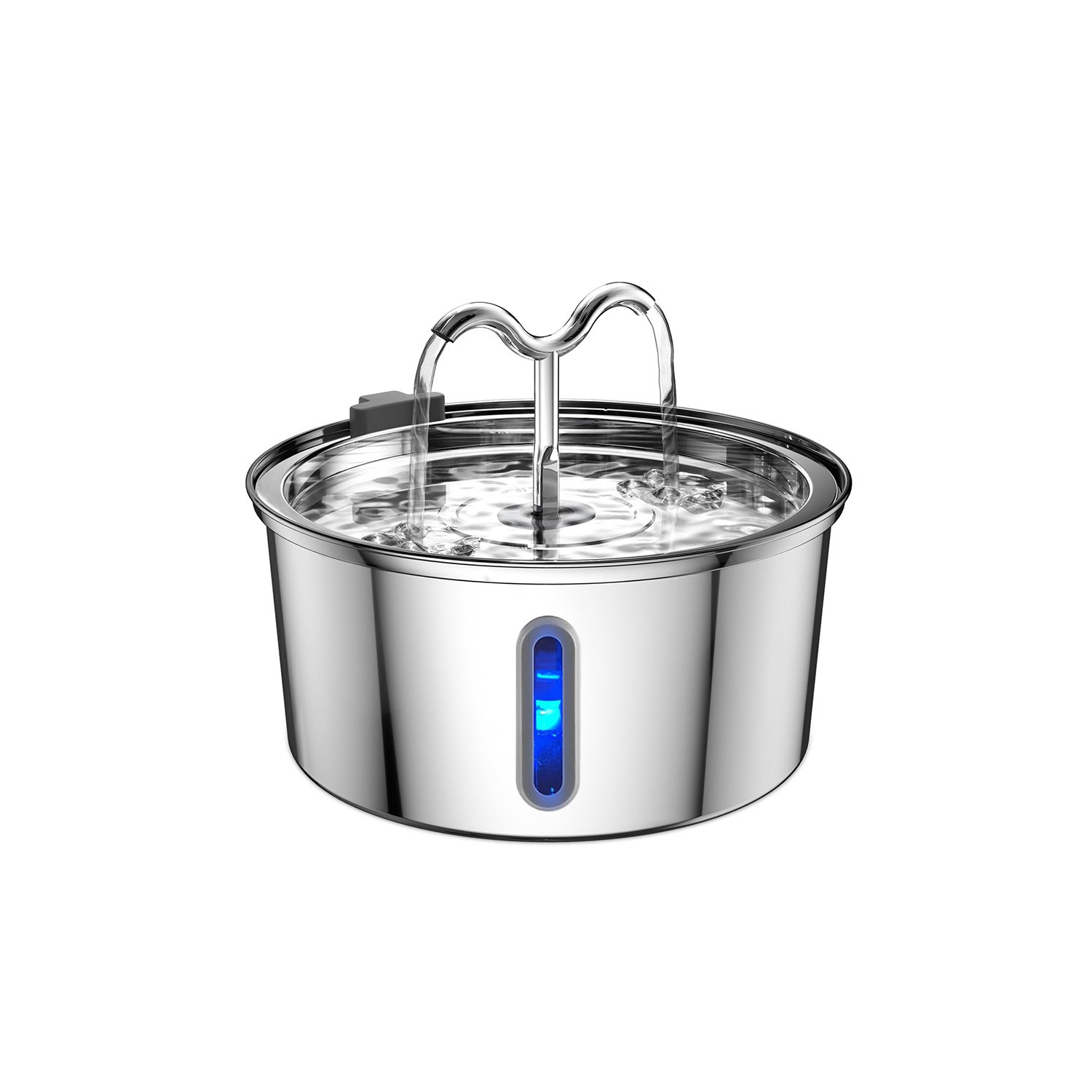 3.2L round stainless steel horn tube with window pet water dispenser - large capacity, ultra-quiet, double filtration, two drinking modes, suitable