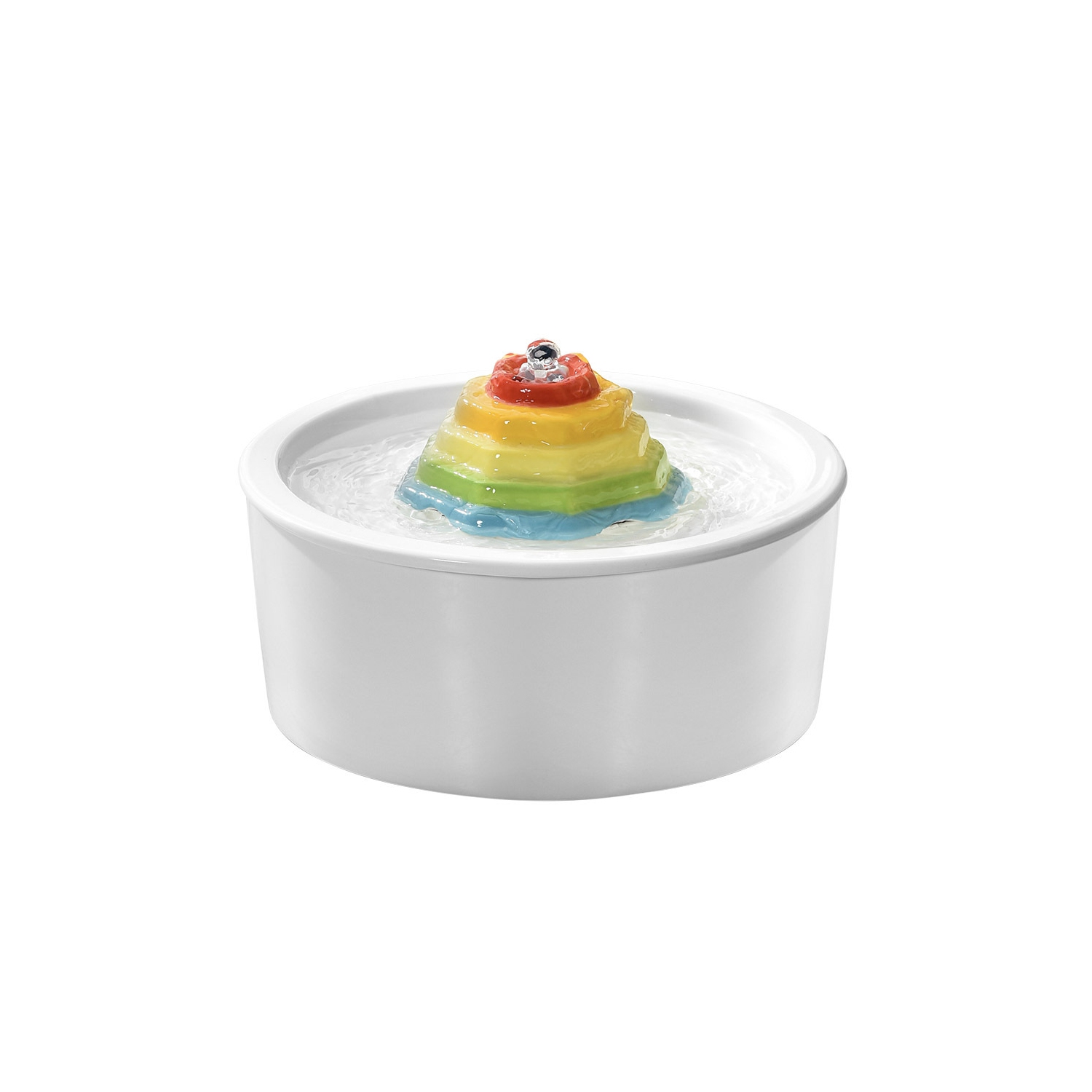 Rainbow Ceramic Cat Drinker - 1.5L, round, quadruple filtration, easy-to-clean ceramic material, dishwasher safe, protects pet health