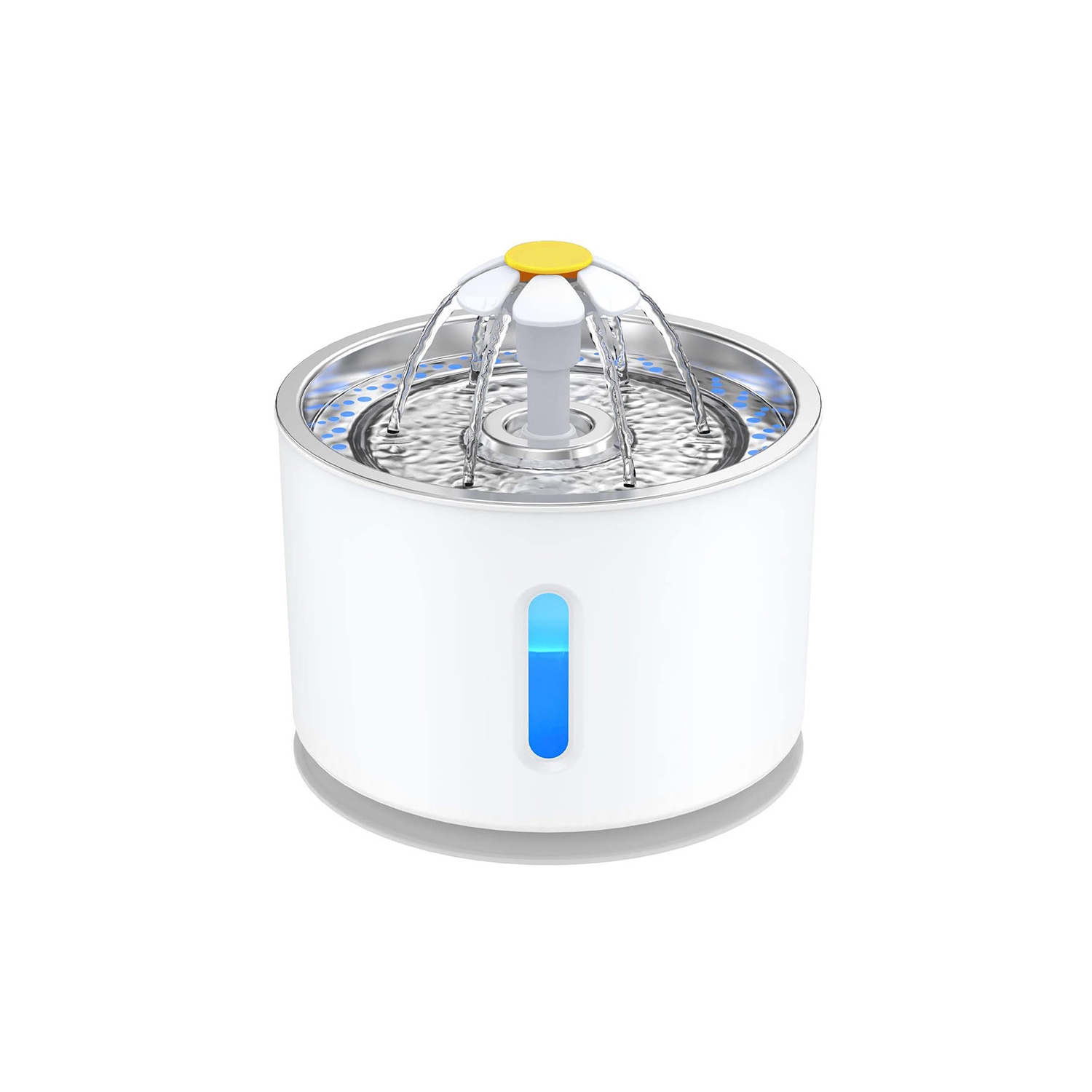 2.4L Stainless Steel Pet Drinking Fountain - LED Light, 3 Flow Modes, Ultra-Quiet Pump, Energy-Saving Multi-Filtration System
