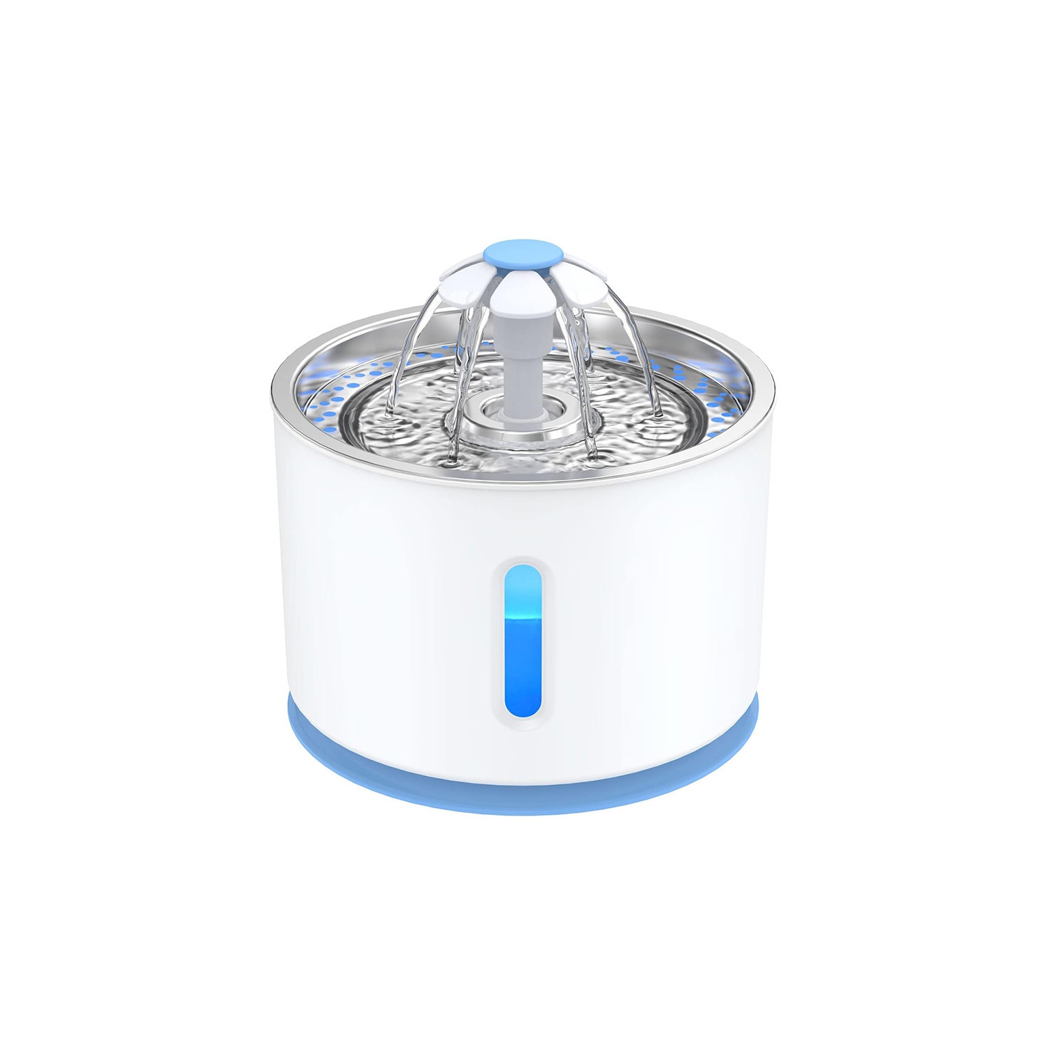 2.4L Stainless Steel Pet Drinking Fountain - LED Light, 3 Flow Modes, Ultra-Quiet Pump, Energy-Saving Multi-Filtration System