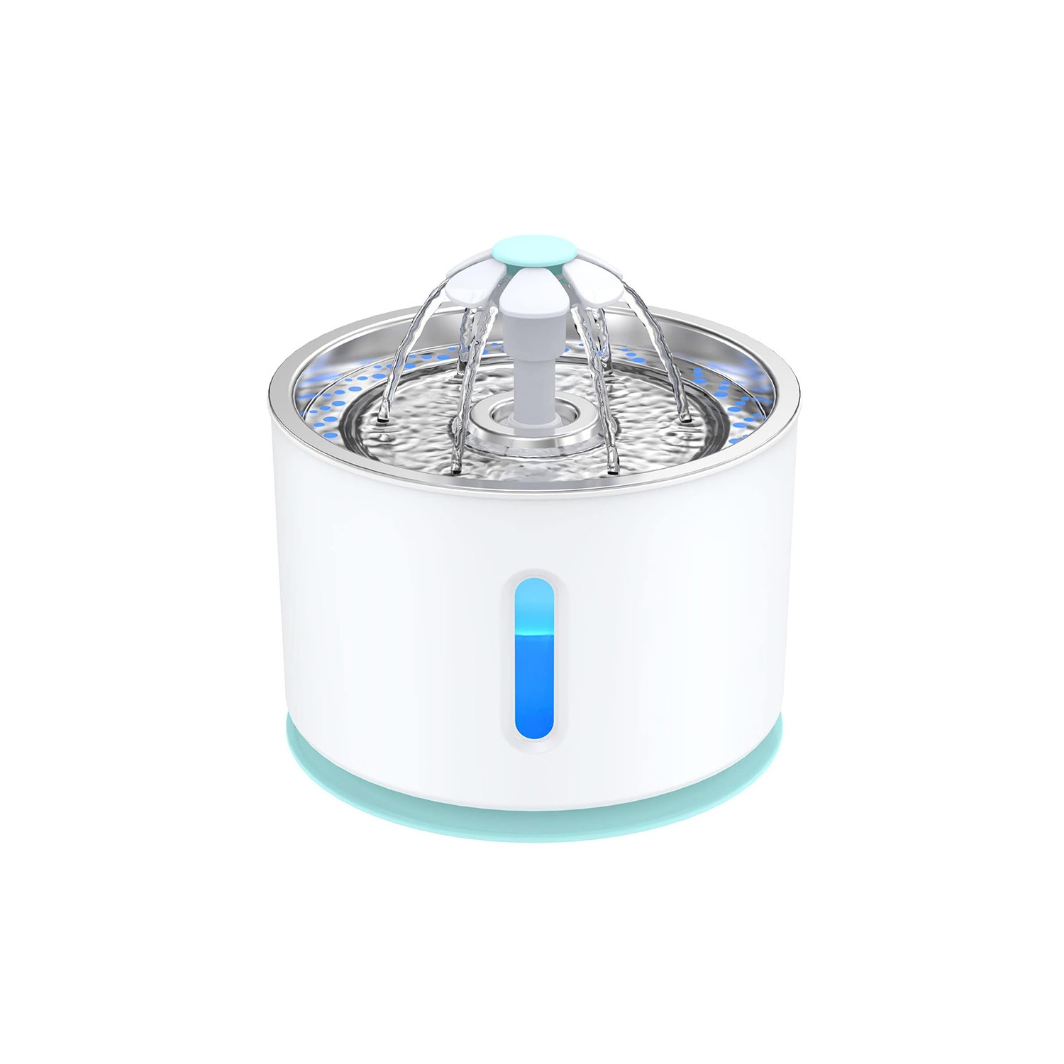 2.4L Stainless Steel Pet Drinking Fountain - LED Light, 3 Flow Modes, Ultra-Quiet Pump, Energy-Saving Multi-Filtration System