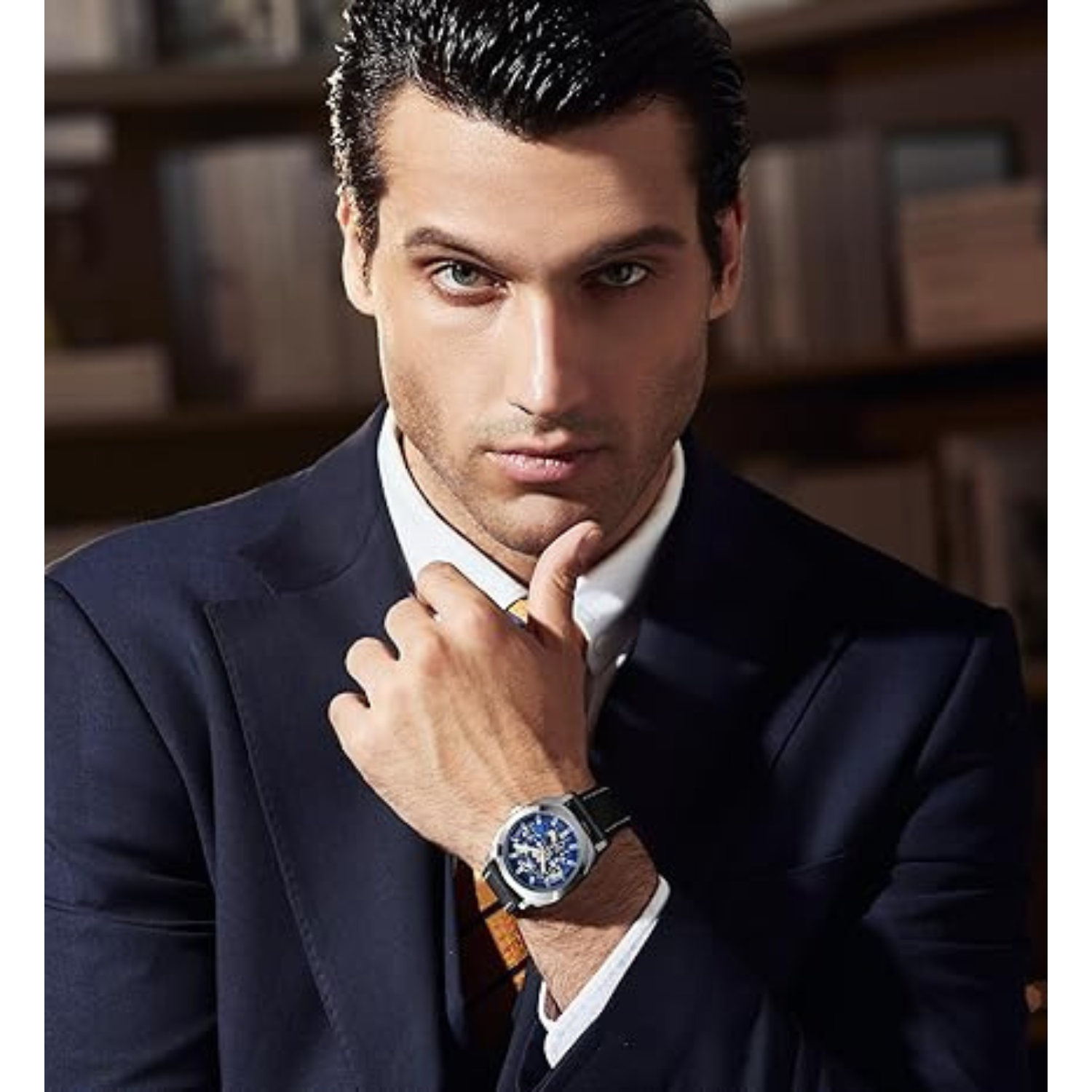 BENYAR - Mechanical Men's Automatic Watch | Montre Homme | Leather Strap | Golden Movement | 45mm Skeleton Dial | Water and Scratch Resistant Stylish