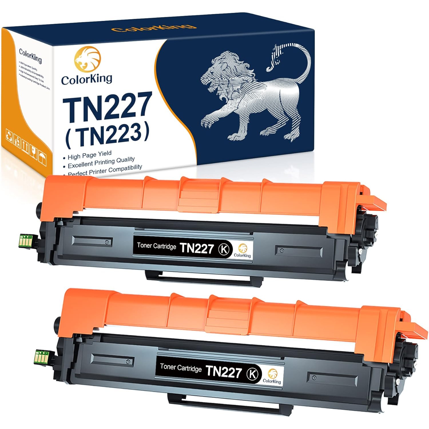 4-Pack TN-227 / TN-223 Compatible Toner Cartridges For Brother Printers (Black, Cyan, Magenta, Yellow)
