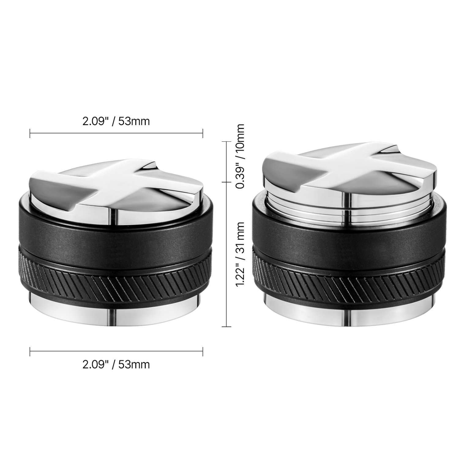 Distributeur de café VEVOR 53 mm, distributeur d'espresso réglable 2-en-1 à base en éventail, distributeur de café en acier inoxydable 304