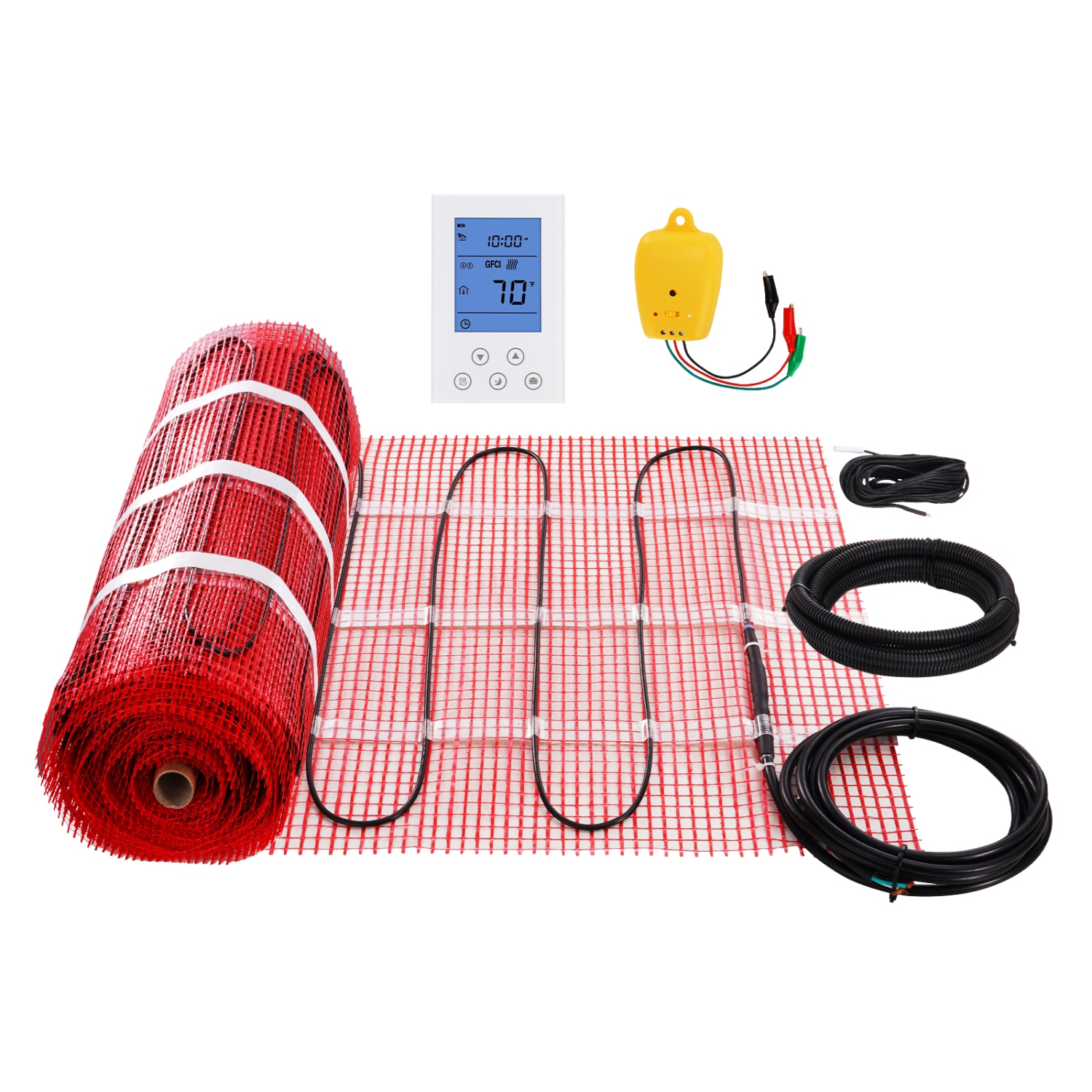 VEVOR 100 Sq. ft Floor Heating Mat, Electric Radiant In-Floor Heated Warm System with Digital Floor Sensing Thermostat, Includes Installation