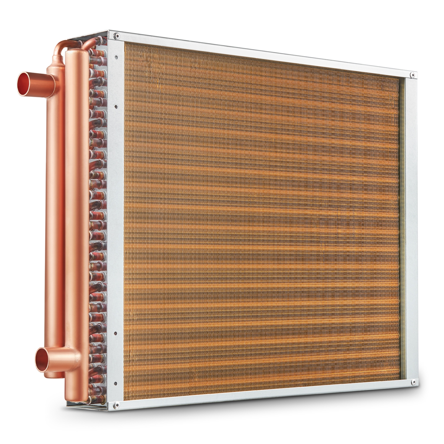 VEVOR 18"x20" Heat Exchanger Water to Air, with 3-Row 3/8" Copper Ports, 242 Aluminum Fins Heat Exchanger for Wood Furnaces, Residential Heating and