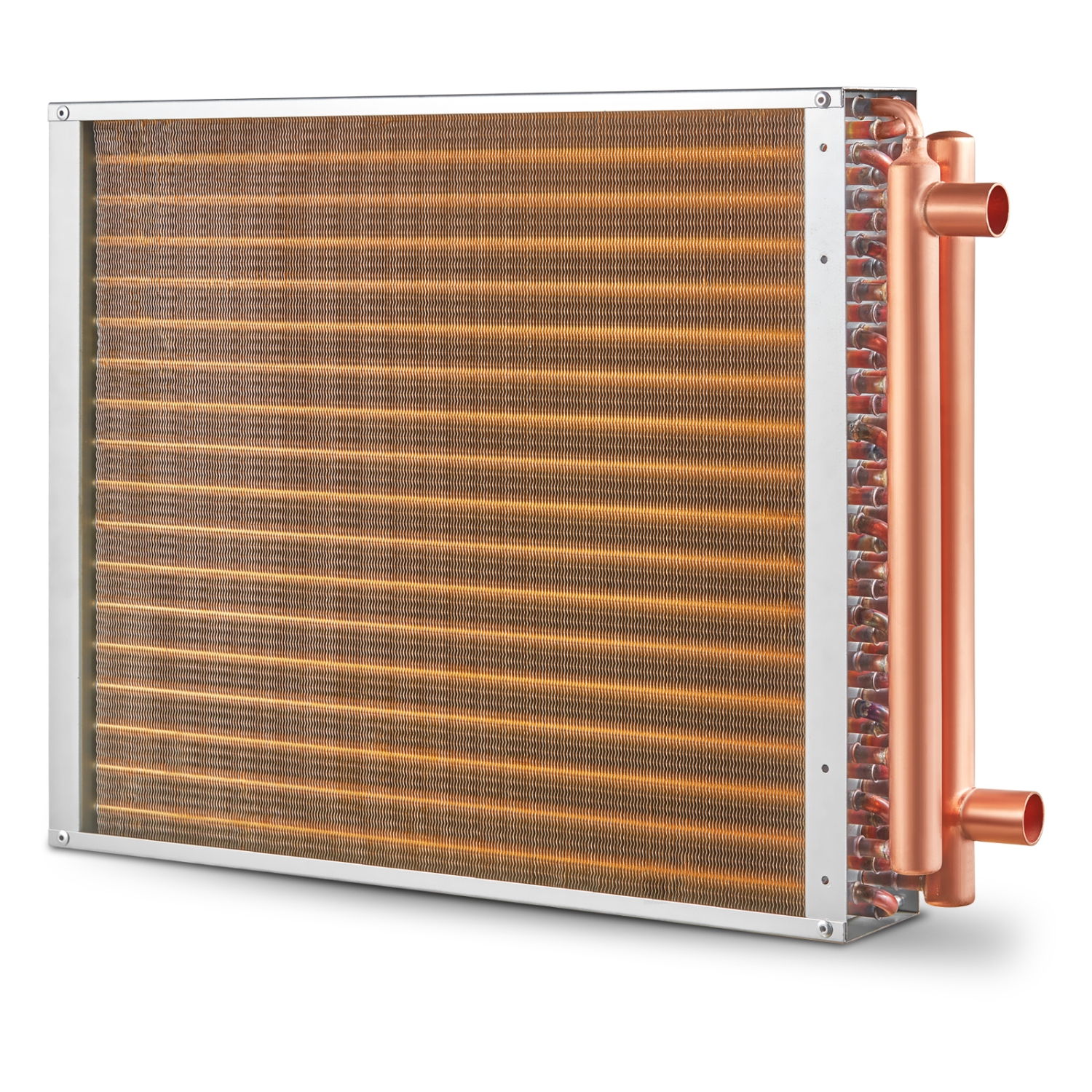 VEVOR 18"x20" Heat Exchanger Water to Air, with 3-Row 3/8" Copper Ports, 242 Aluminum Fins Heat Exchanger for Wood Furnaces, Residential Heating and