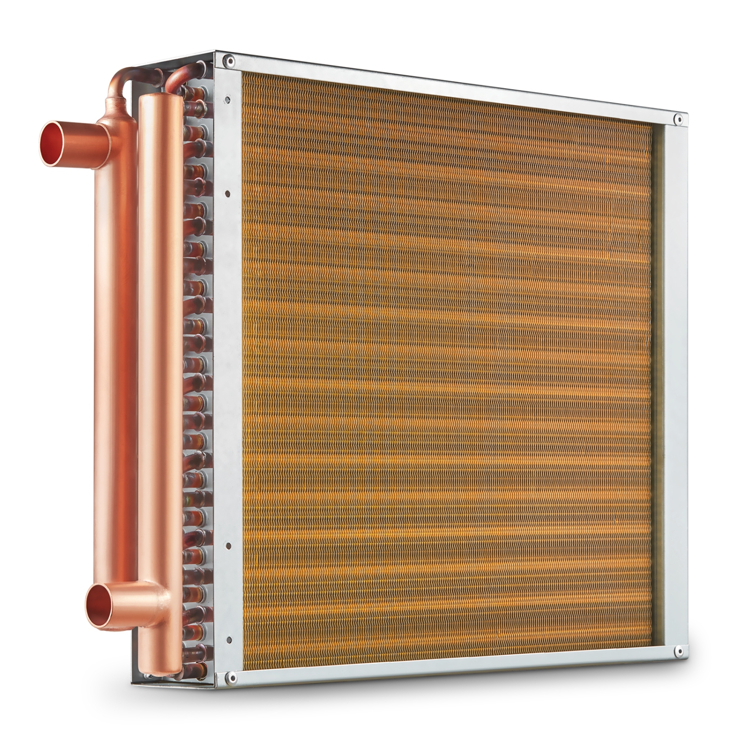 VEVOR 16"x16" Heat Exchanger Water to Air, with 3-Row 3/8" Copper Ports, 193 Aluminum Fins Heat Exchanger for Wood Furnaces, Residential Heating and