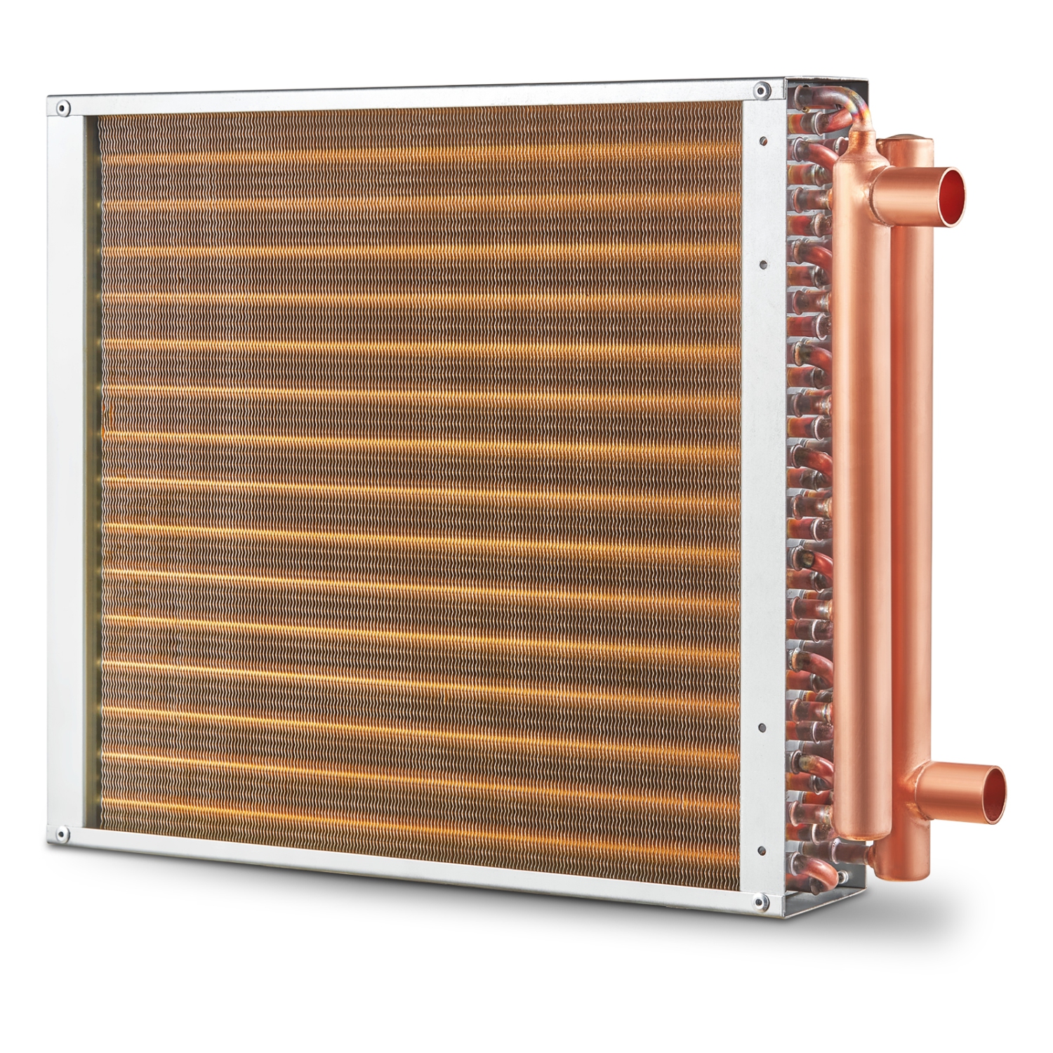 VEVOR 16"x16" Heat Exchanger Water to Air, with 3-Row 3/8" Copper Ports, 193 Aluminum Fins Heat Exchanger for Wood Furnaces, Residential Heating and