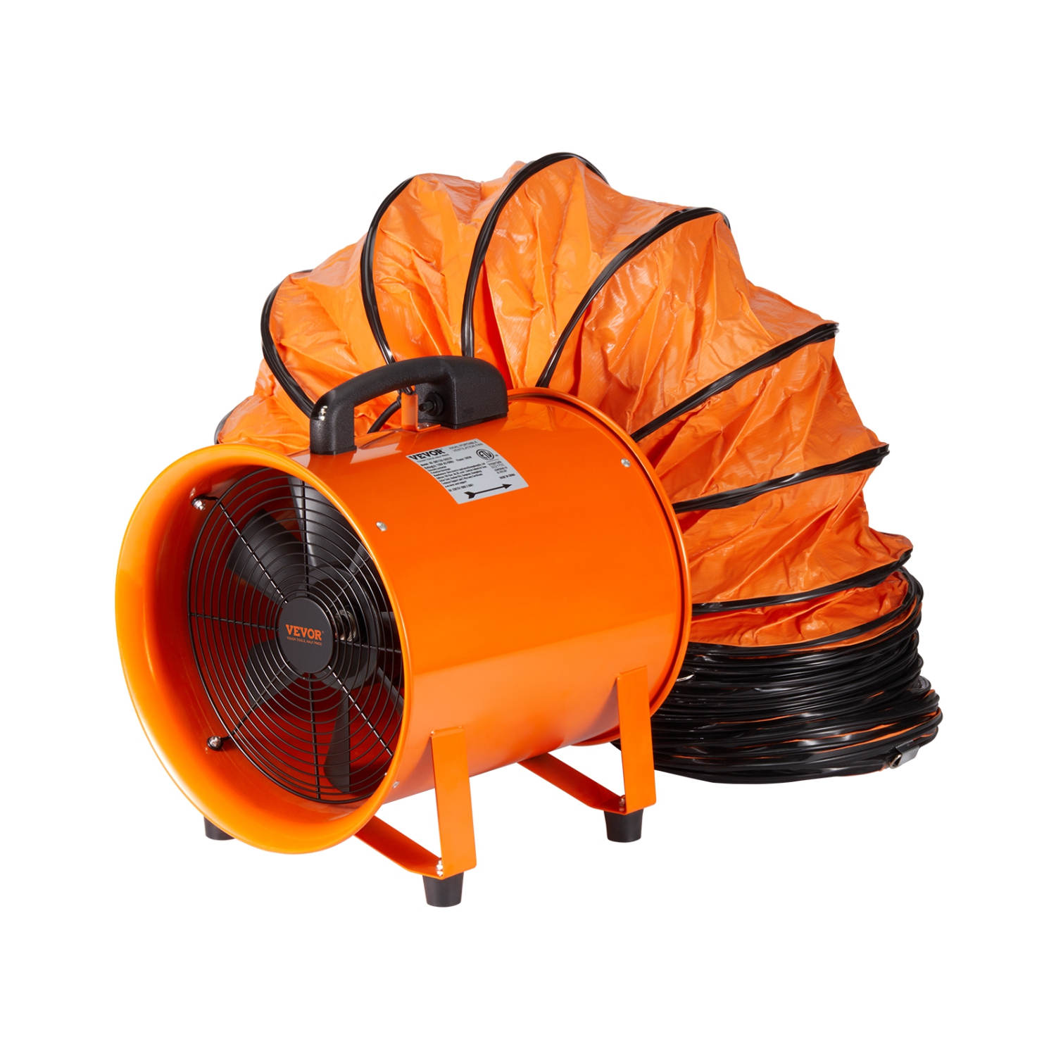 VEVOR 8 inch Portable Ventilator, Heavy Duty Cylinder Fan with 16.4ft Duct Hose, 195W Strong Shop Exhaust Blower 1070CFM, Industrial Utility Blower for Sucking Dust, Smoke Home