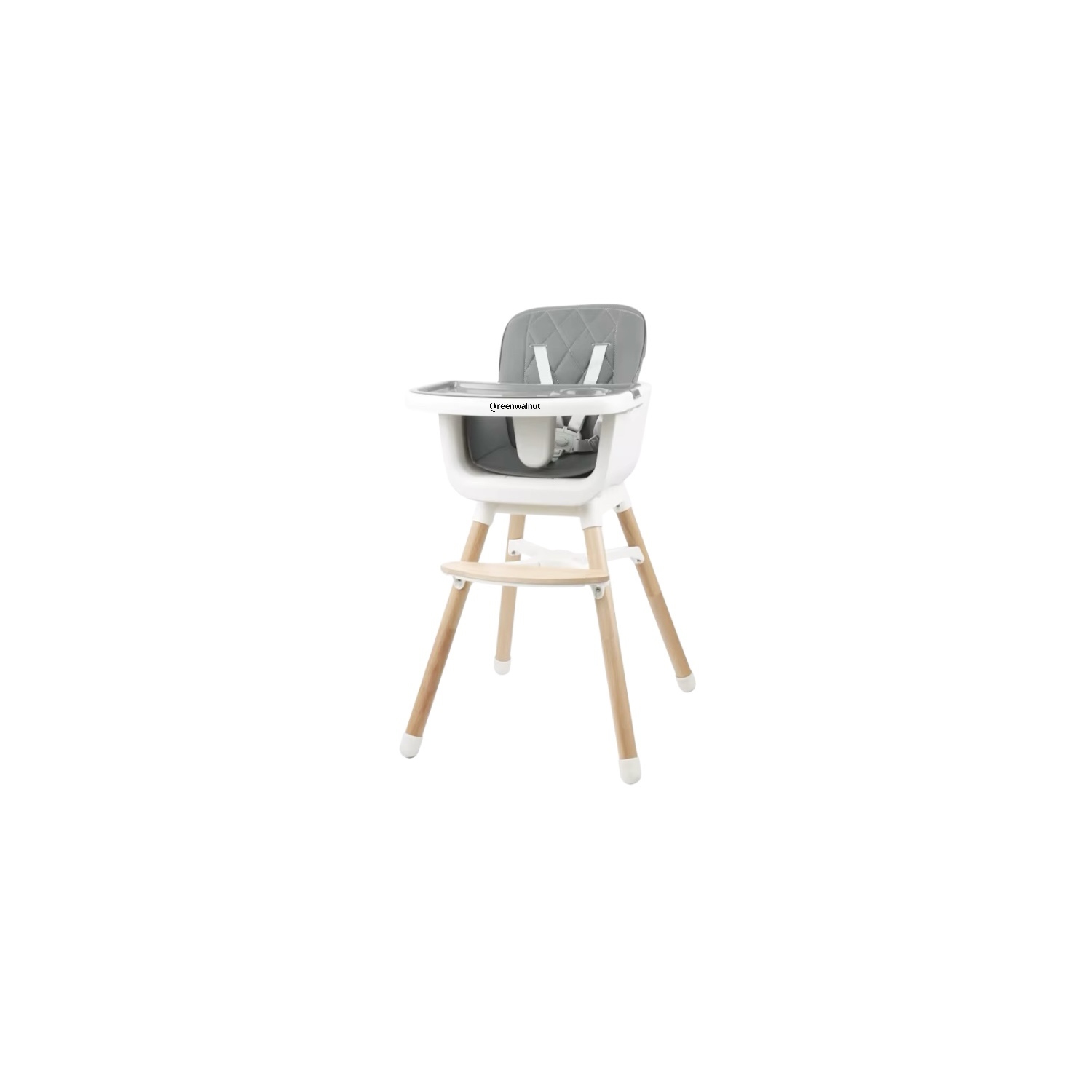 Greenwalnut Convertible Baby High Chair with Wooden Legs, Adjustable Tray, and Cushioned Seat | Wooden High Chair