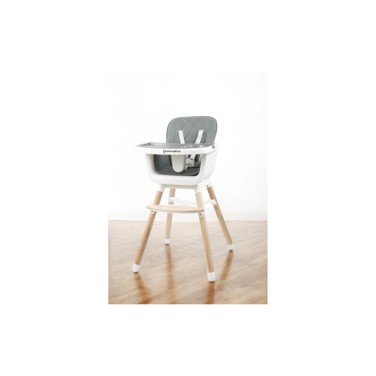 Greenwalnut Convertible Baby High Chair with Wooden Legs, Adjustable Tray, and Cushioned Seat | Wooden High Chair