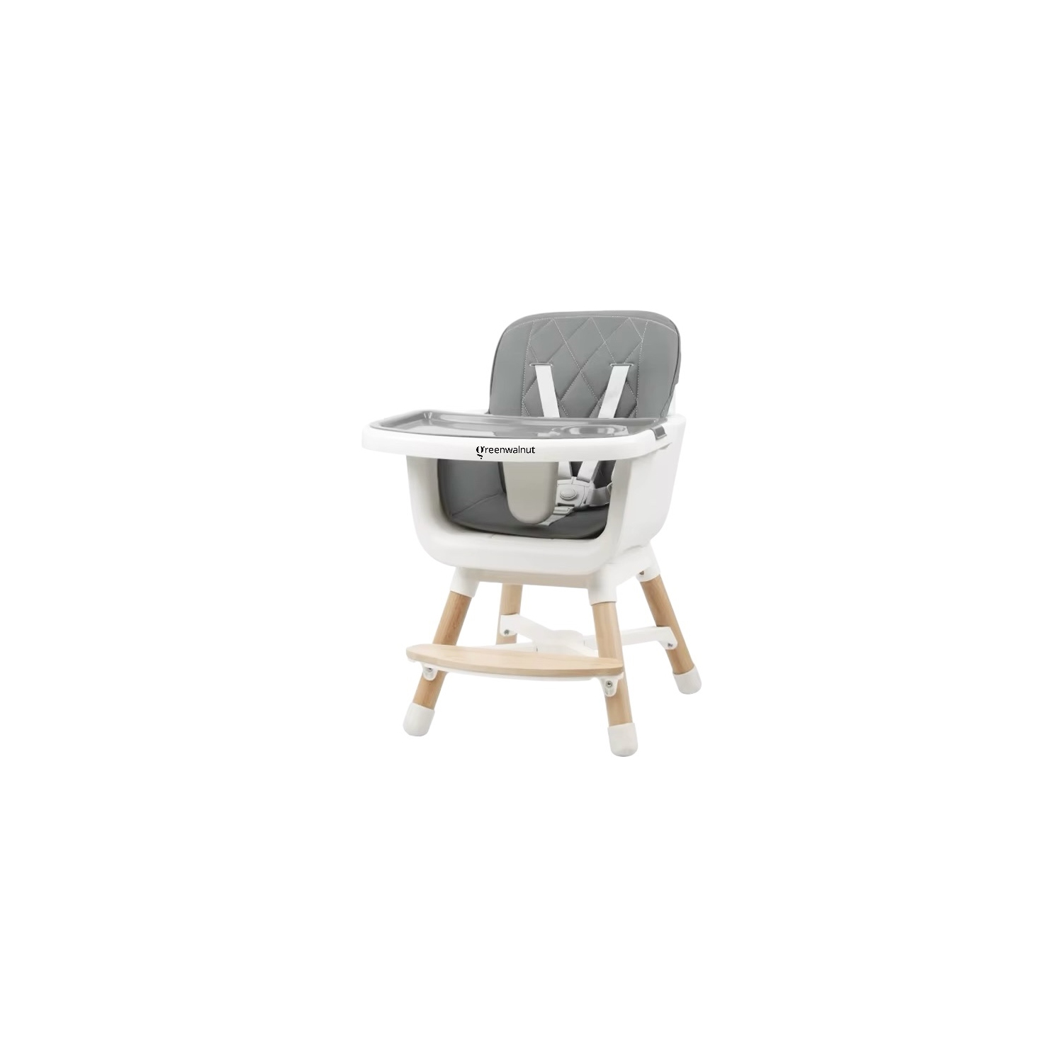 Greenwalnut Convertible Baby High Chair with Wooden Legs, Adjustable Tray, and Cushioned Seat | Wooden High Chair