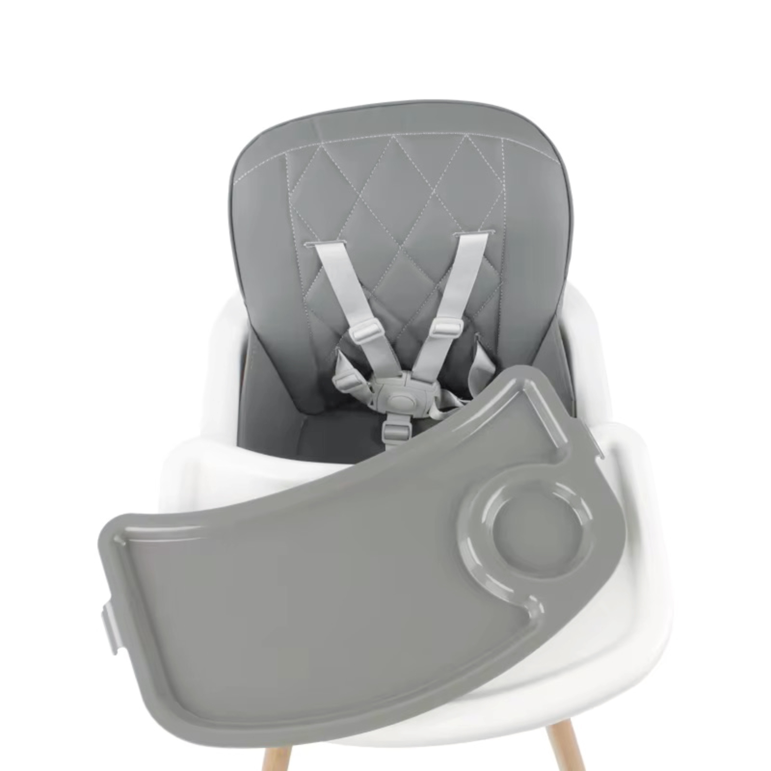 Greenwalnut Convertible Baby High Chair with Wooden Legs, Adjustable Tray, and Cushioned Seat | Wooden High Chair