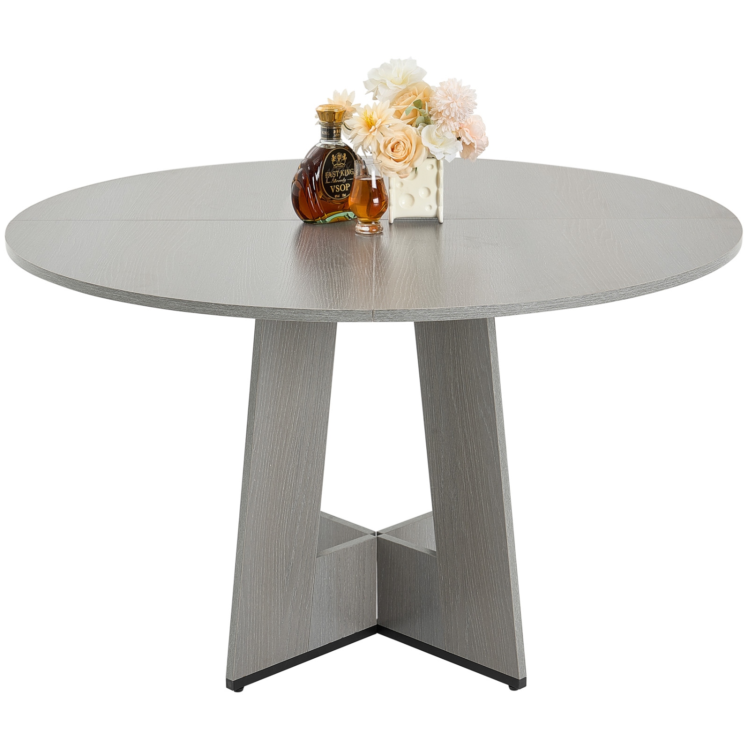 VEVOR 47 inch Round Dining Table, Wood Table for 2-4 Person, Farmhouse Circle Dinner Furniture, Rustic Leisure Tables with Thick Wooden Legs, for