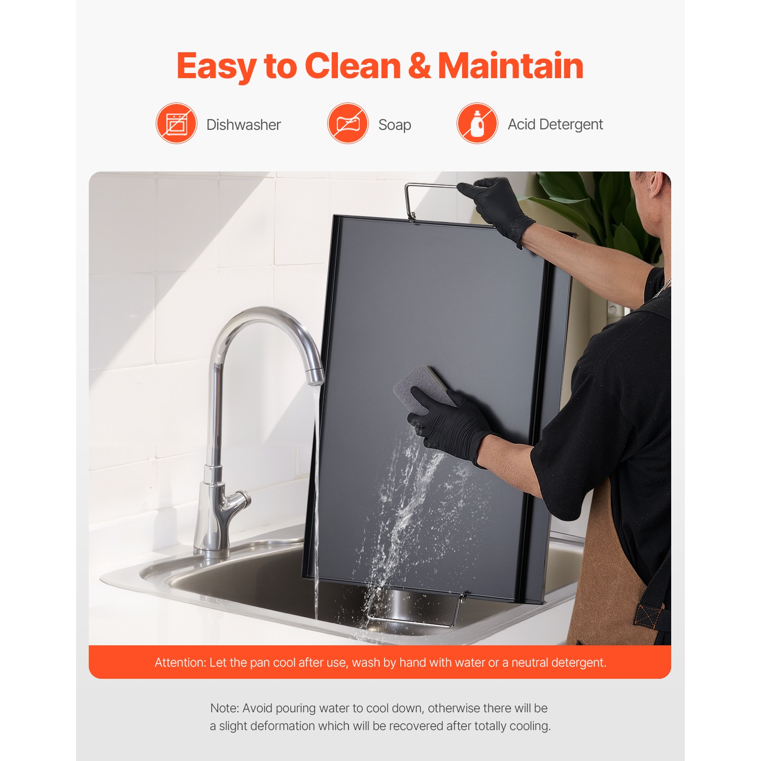 VEVOR 24x16 inch Carbon Steel Griddle, Universal Flat Top Rectangular Plate, Gas Grill Griddle for BBQ Grill, Teppanyaki, Portable Family Cookware