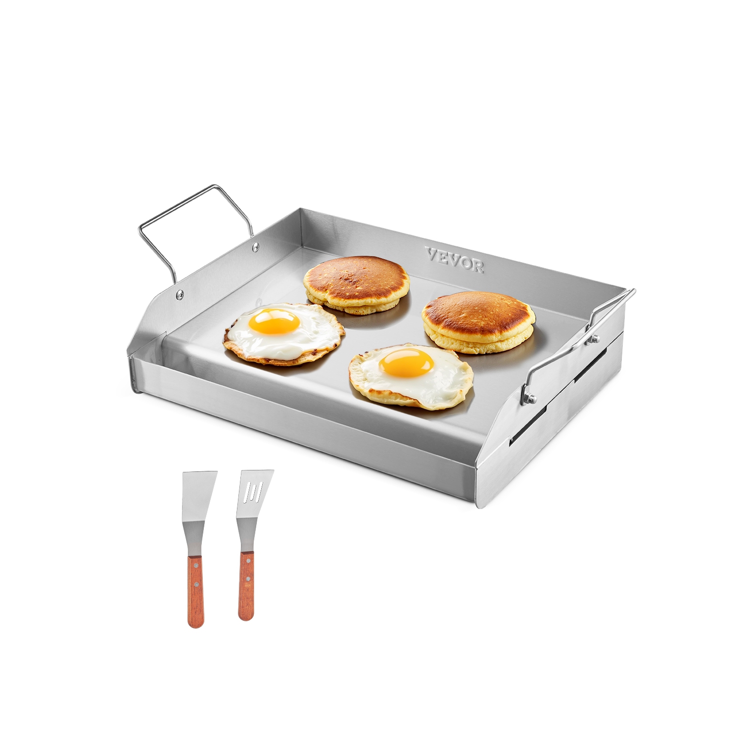 VEVOR 17x13 inch Stainless Steel Griddle, Universal Flat Top Rectangular Plate, Gas Grill Griddle for BBQ Grill, Teppanyaki, Portable Family Cookware