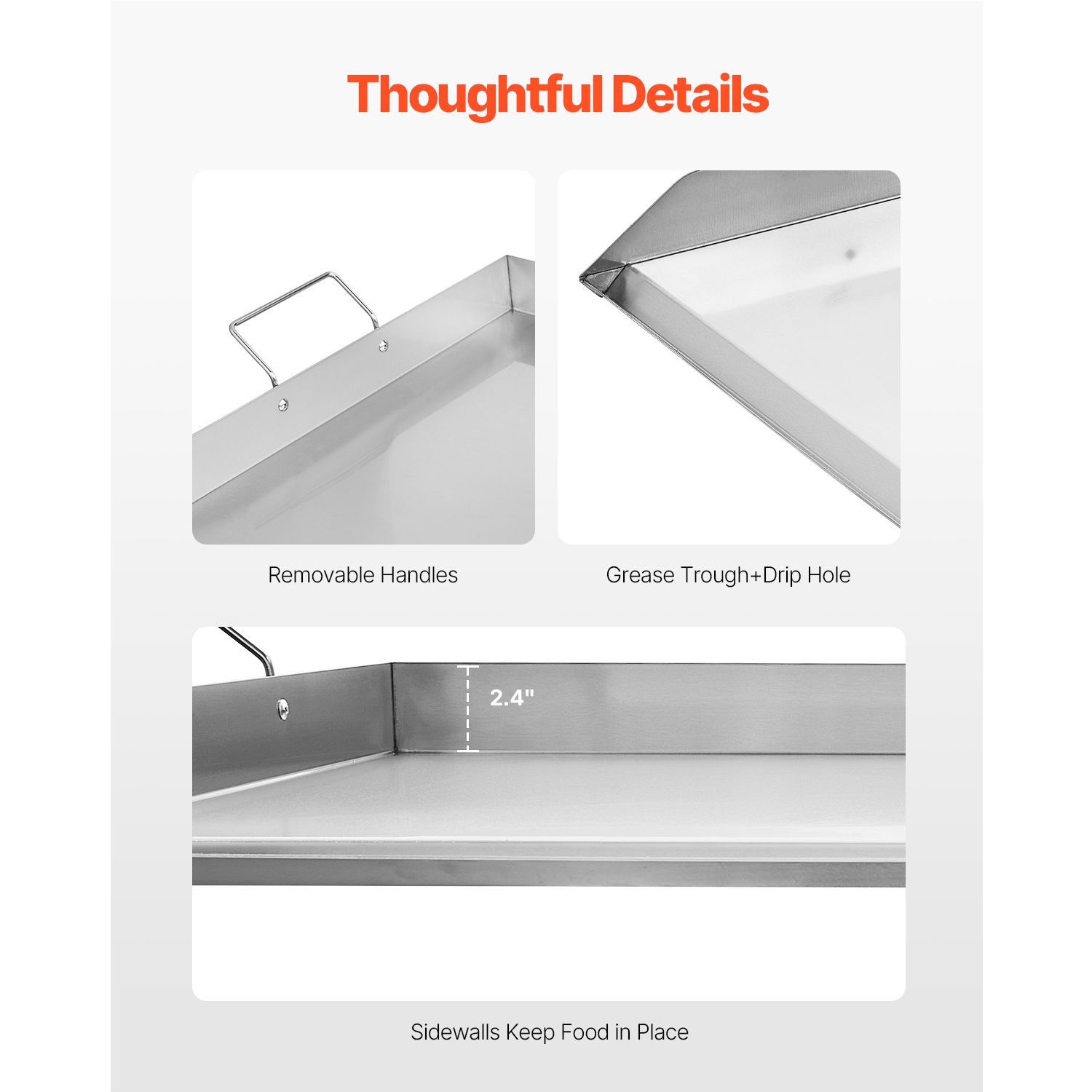 VEVOR 36x22 inch Stainless Steel Griddle, Universal Flat Top Rectangular Plate, Gas Grill Griddle for BBQ Grill, Teppanyaki, Portable Family Cookware