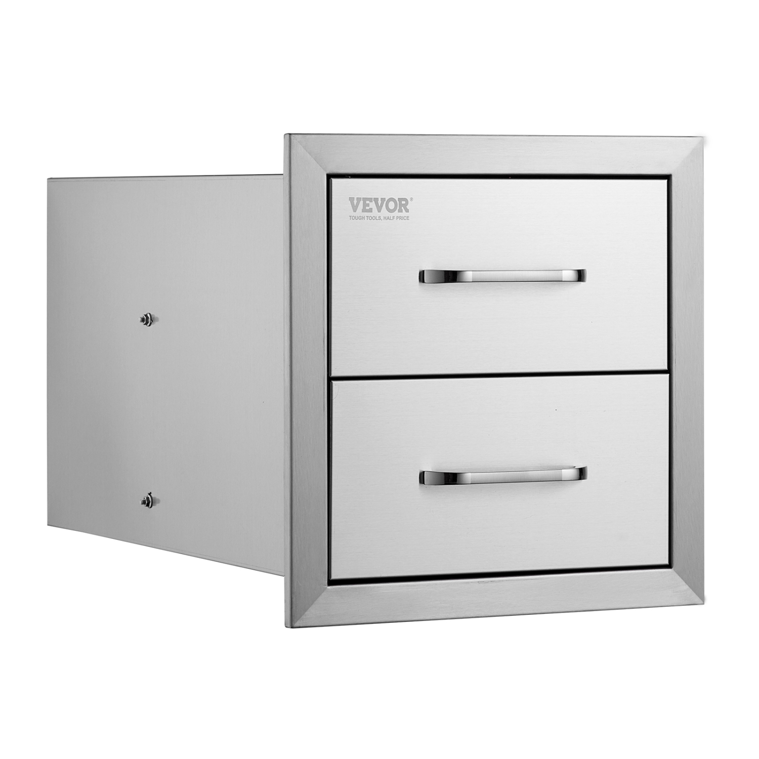 VEVOR 14W x 14.3H x 23D Inch Outdoor Kitchen Drawers,Flush Mount Double BBQ Drawers Stainless Steel with Handle, BBQ Island Drawers for Outdoor