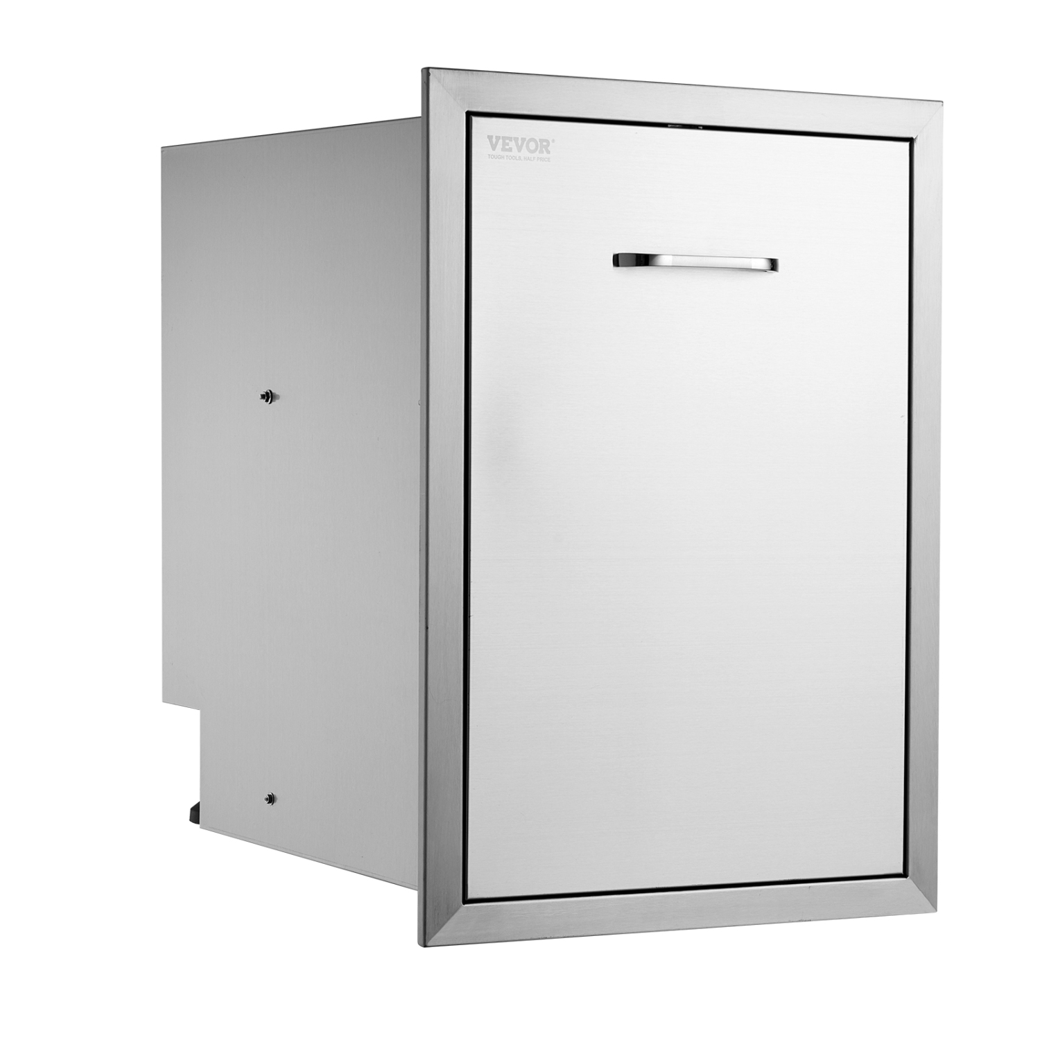 Tiroir poubelle de cuisine extérieure VEVOR de 17,7 x 22,8 x 22.6 po, poubelle de style surélevé avec plateau coulissant en acier inoxydable,