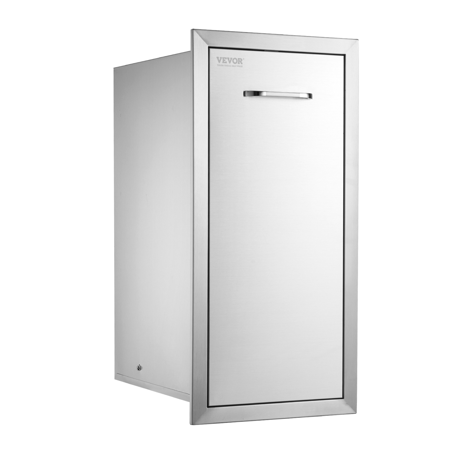 VEVOR 13.6Wx26H Inch Pull Out Trash Drawer Lower Sliding Rails Stainless Steel Trash Drawer with Pull-Out Tray and Handle for Outdoor Kitchen BBQ