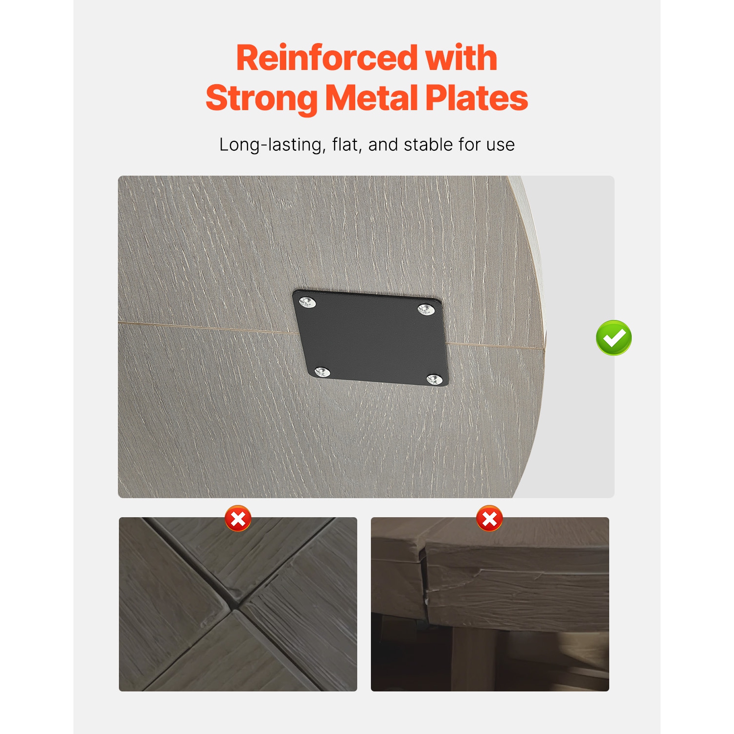 VEVOR 47 inch Round Dining Table, Wood Table for 2-4 Person, Modern Circle Dinner Furniture, Leisure Tables with Storage Shelf and Metal Legs, for