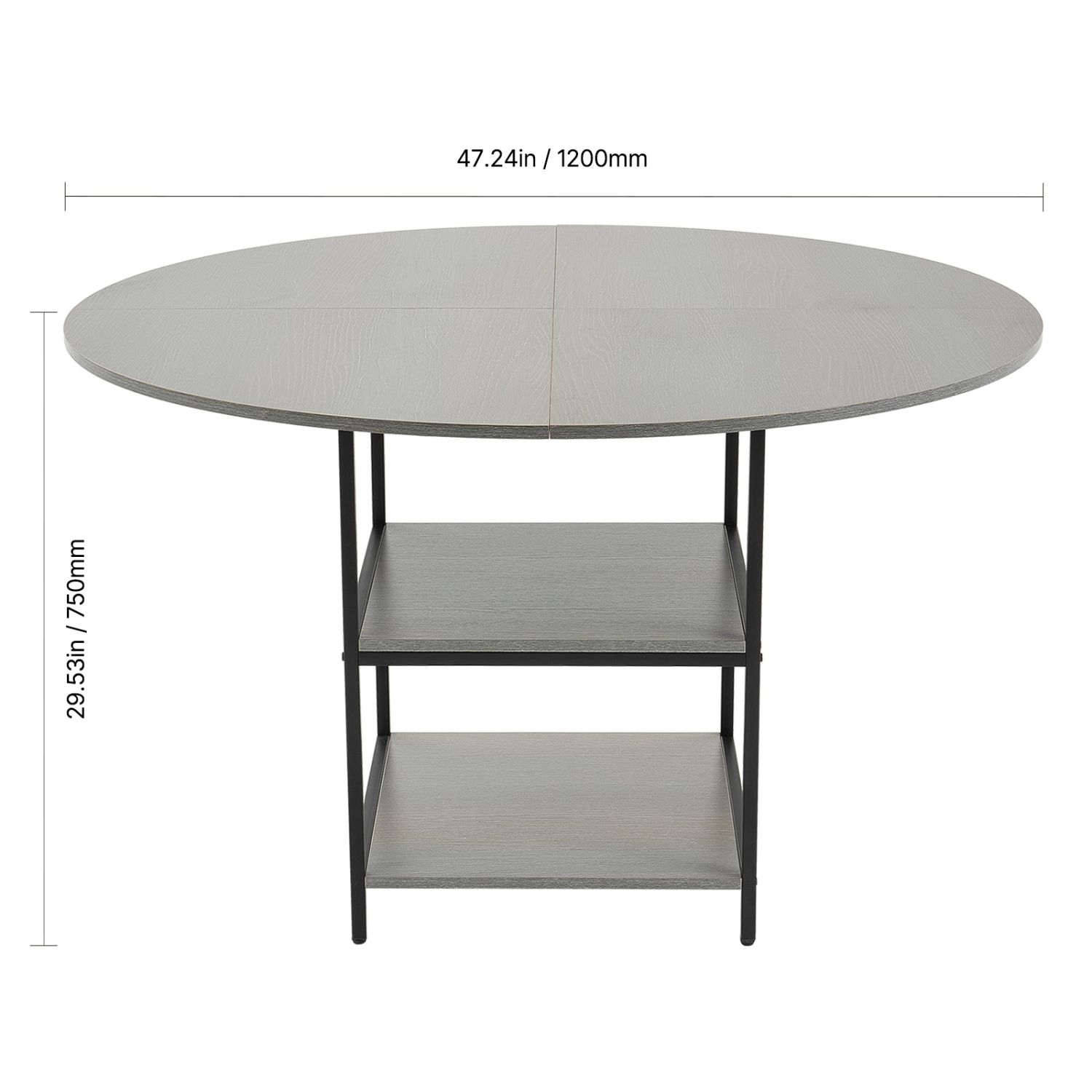 VEVOR 47 inch Round Dining Table, Wood Table for 2-4 Person, Modern Circle Dinner Furniture, Leisure Tables with Storage Shelf and Metal Legs, for