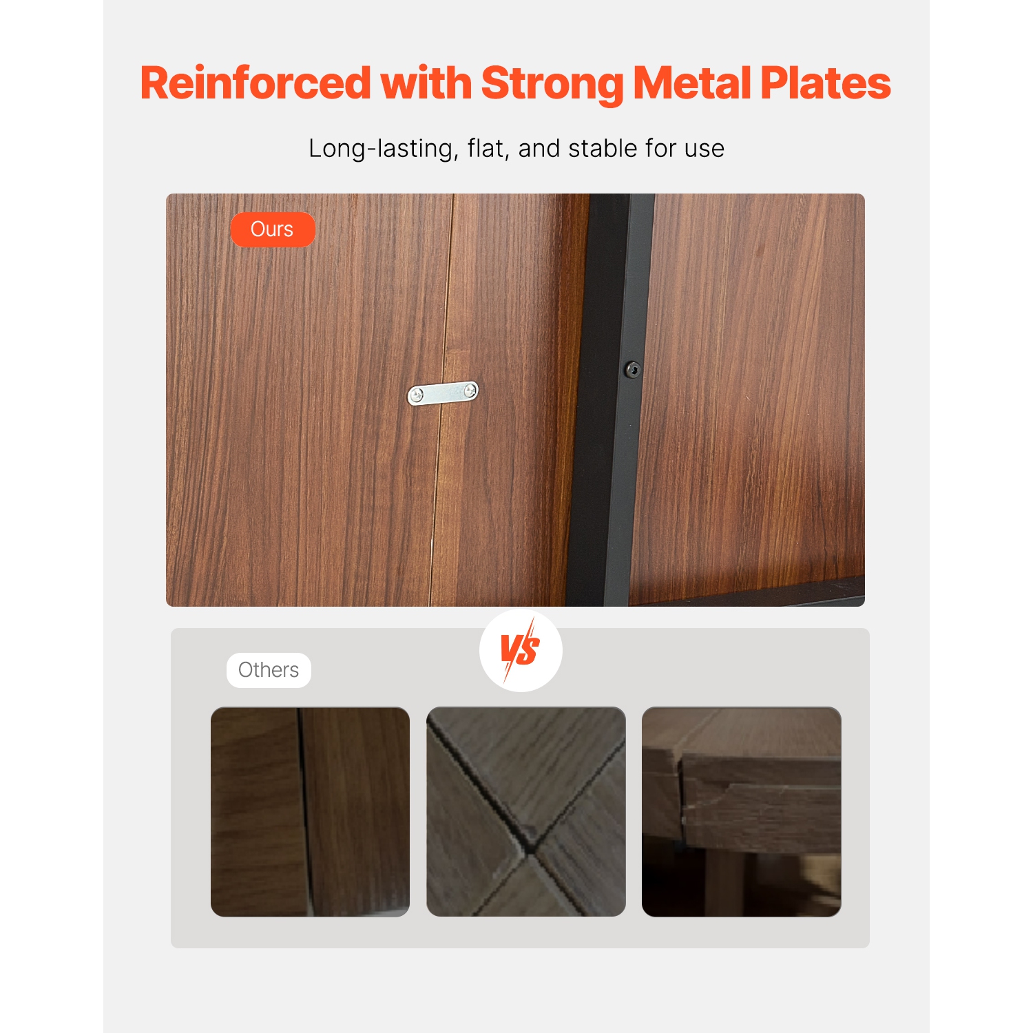 VEVOR 71 inch Length Rectangle Dining Table, Large Wood Tables for 6-8 Person, Farmhouse Dining Furniture, Rustic Conference Desk with Iron Legs, for