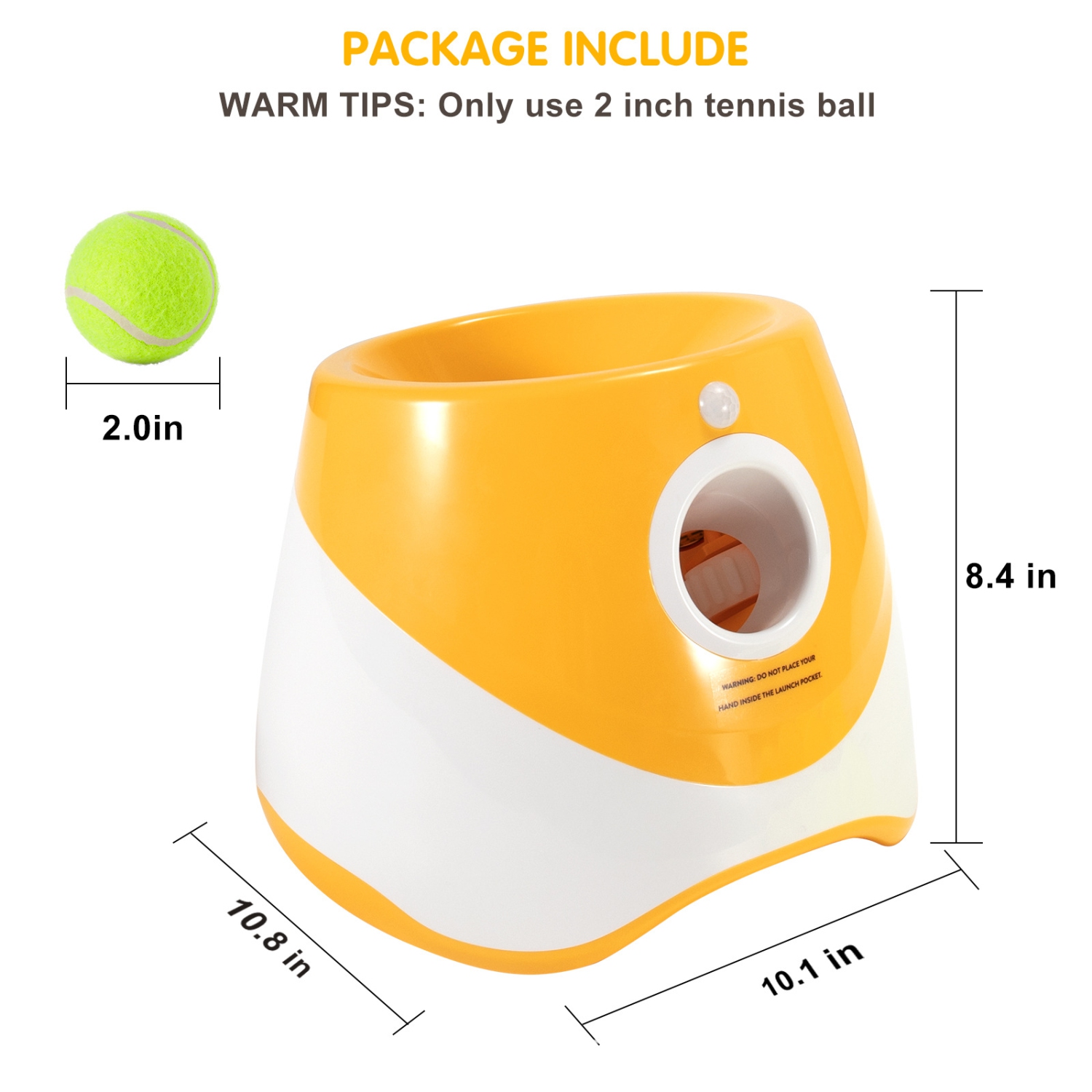Lanceur automatique de balle pour chien, lance-balle pour chien, lance-balle de tennis interactif pour chiens avec 3 réglages de distance - orange