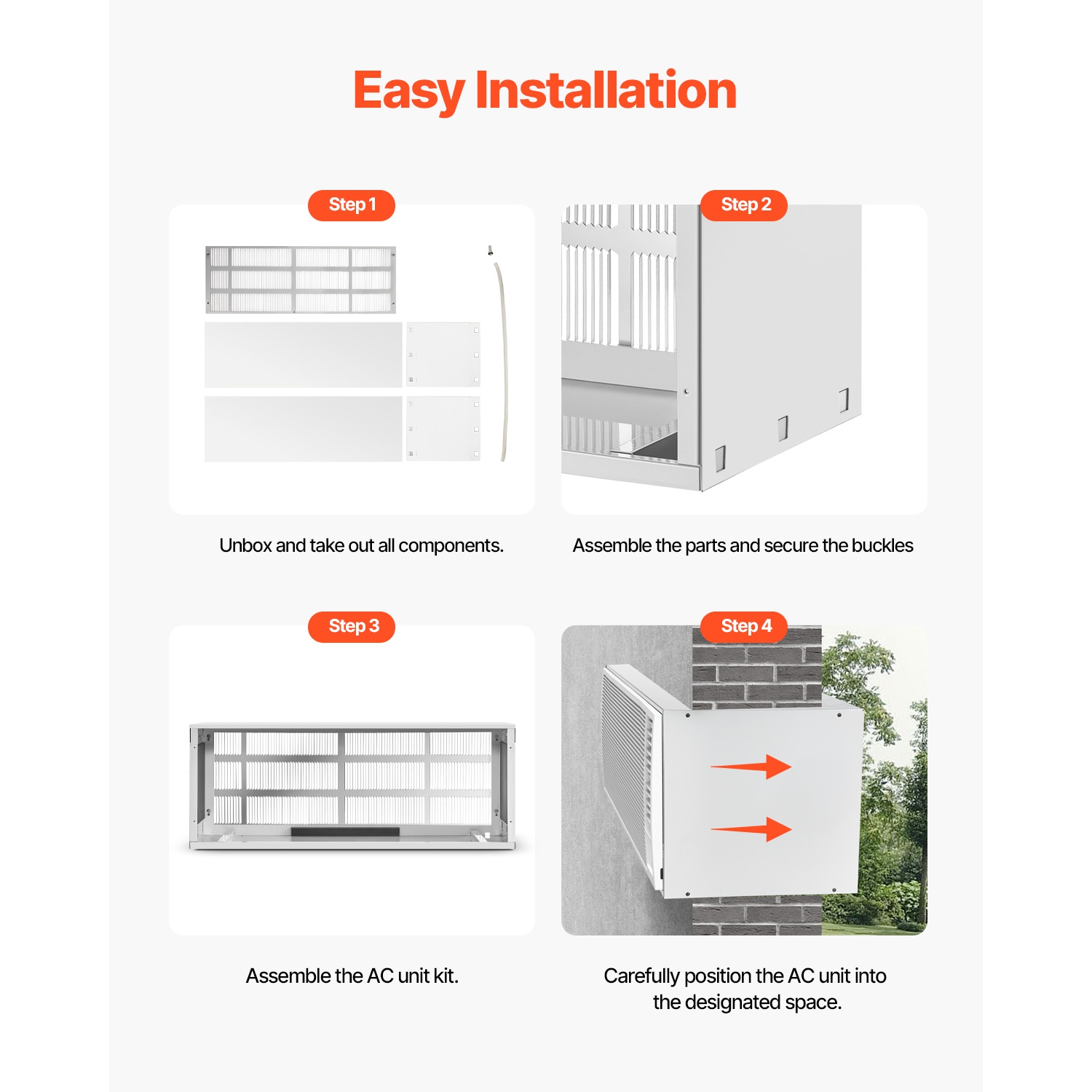 VEVOR 42 in Through the Wall Air Conditioner Sleeve, Exterior Grille, Wall AC Sleeve, Fit Most Brands of Through the Wall Air Conditioner, Durable