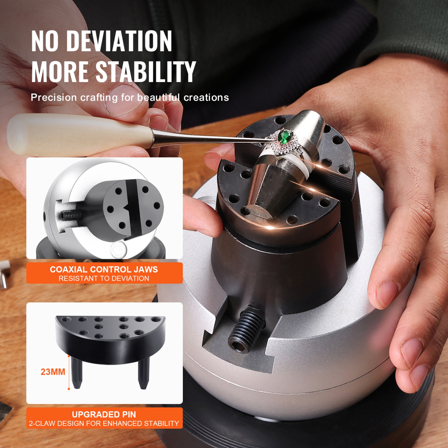 VEVOR 360° Rotation Ball Block Vise, 5" Engraving Setting Tool, 35 PCS Attachment Jewelry Engraving Block Tools Standard Block for Gemstone Inlay and