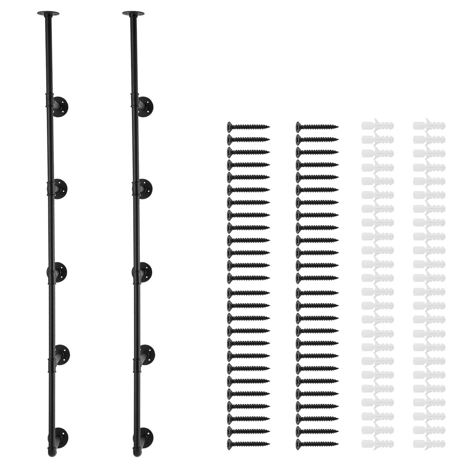 Étagère pour tuyau industriel VEVOR à 5 niveaux, 2 pièces, 11,8&nbsp;po applicable largeur de tableau mural, étagère en bois rustique flottante,
